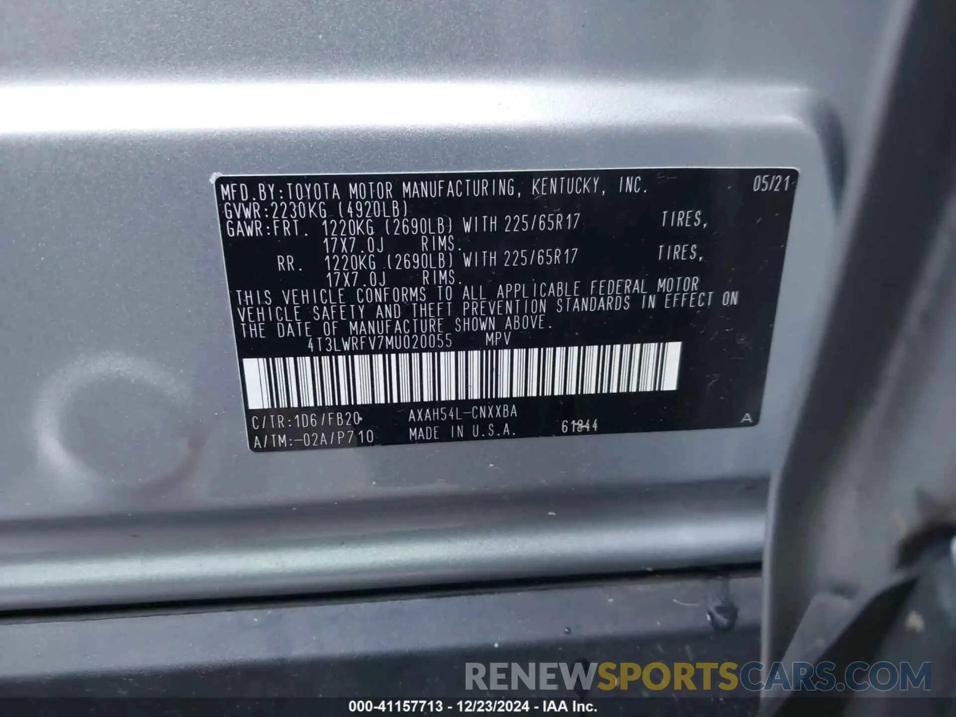 9 fotografías del automóvil dañado 4T3LWRFV7MU020055 TOYOTA RAV4 HYBRID 2021