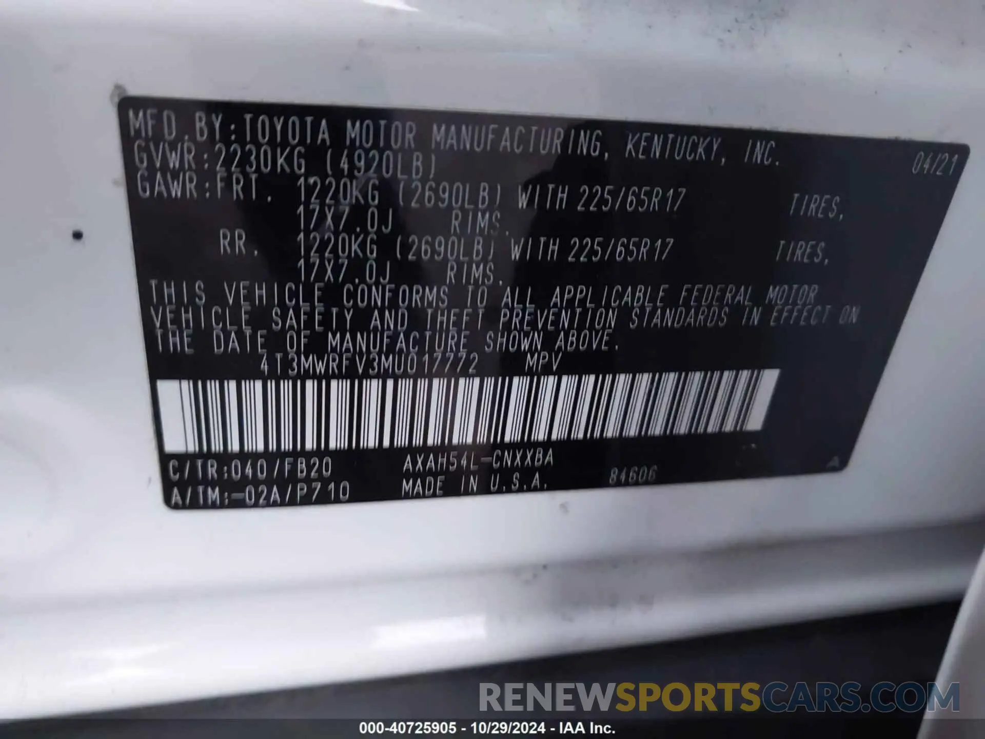 9 fotografías del automóvil dañado 4T3MWRFV3MU017772 TOYOTA RAV4 HYBRID 2021