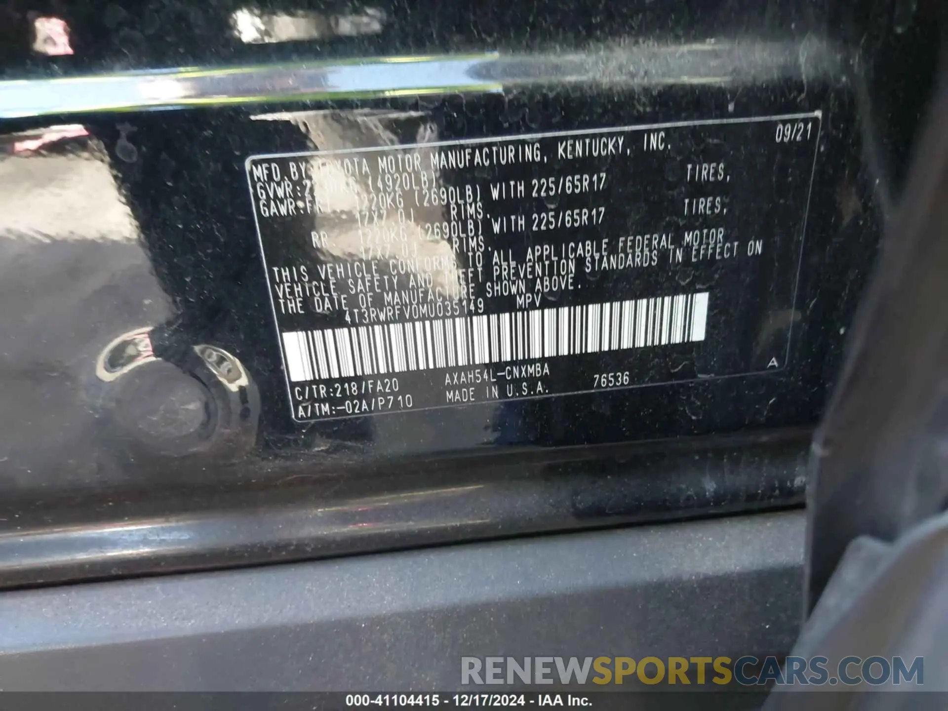 9 fotografías del automóvil dañado 4T3RWRFV0MU035149 TOYOTA RAV4 HYBRID 2021