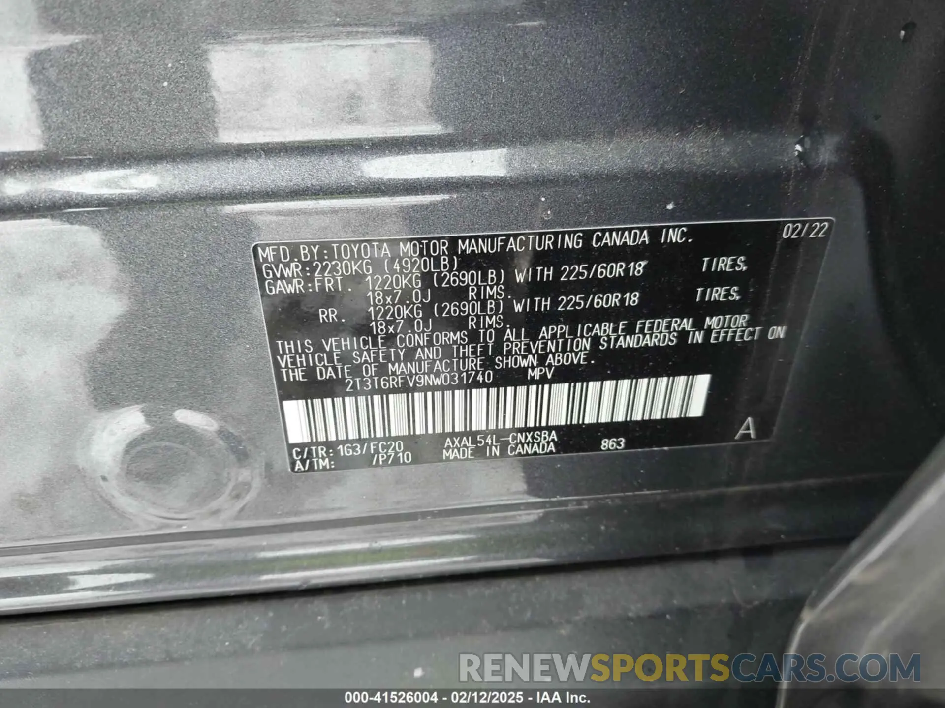 9 fotografías del automóvil dañado 2T3T6RFV9NW031740 TOYOTA RAV4 HYBRID 2022