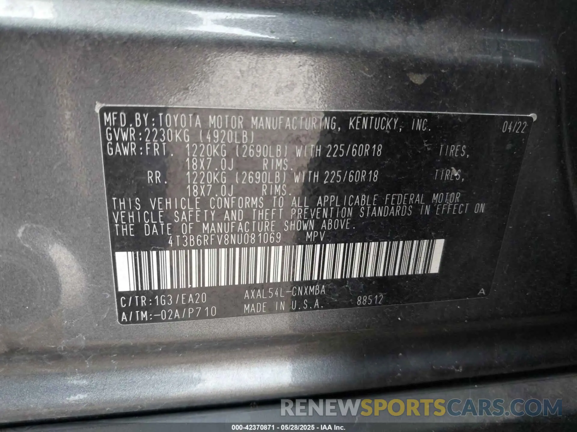 9 fotografías del automóvil dañado 4T3B6RFV8NU081069 TOYOTA RAV4 HYBRID 2022