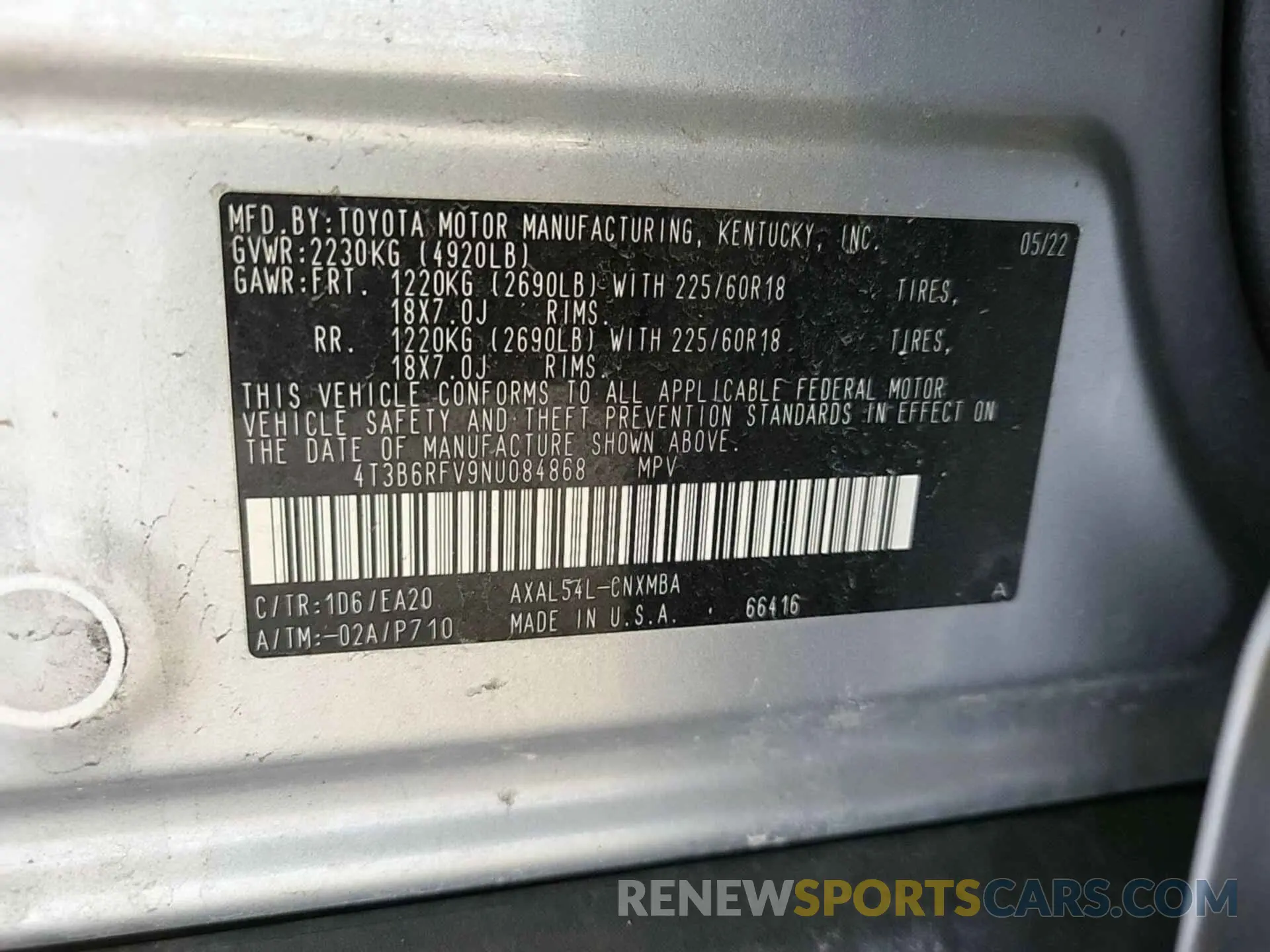3 fotografías del automóvil dañado 4T3B6RFV9NU084868 TOYOTA RAV4 HYBRID 2022