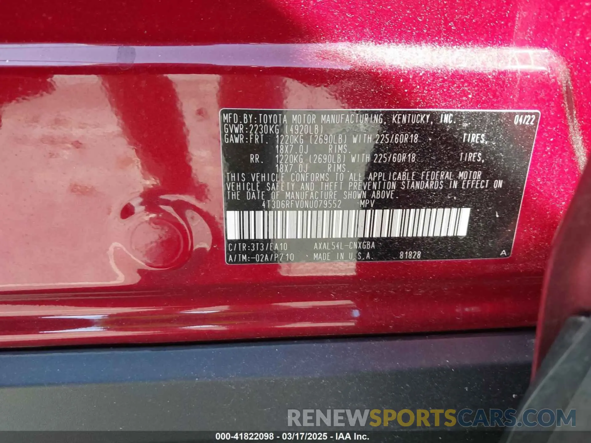 9 fotografías del automóvil dañado 4T3D6RFV0NU079552 TOYOTA RAV4 HYBRID 2022