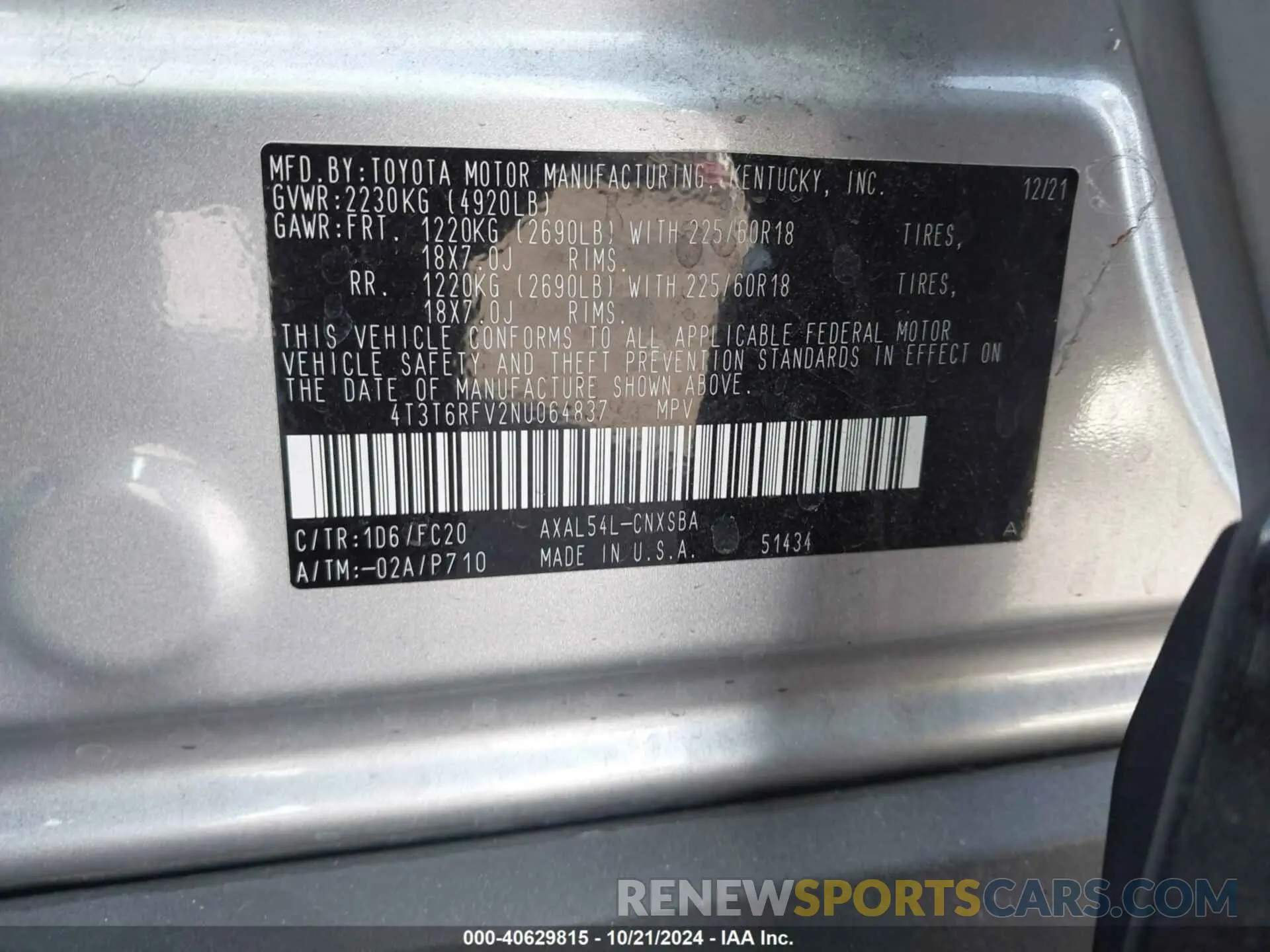 9 fotografías del automóvil dañado 4T3T6RFV2NU064837 TOYOTA RAV4 HYBRID 2022