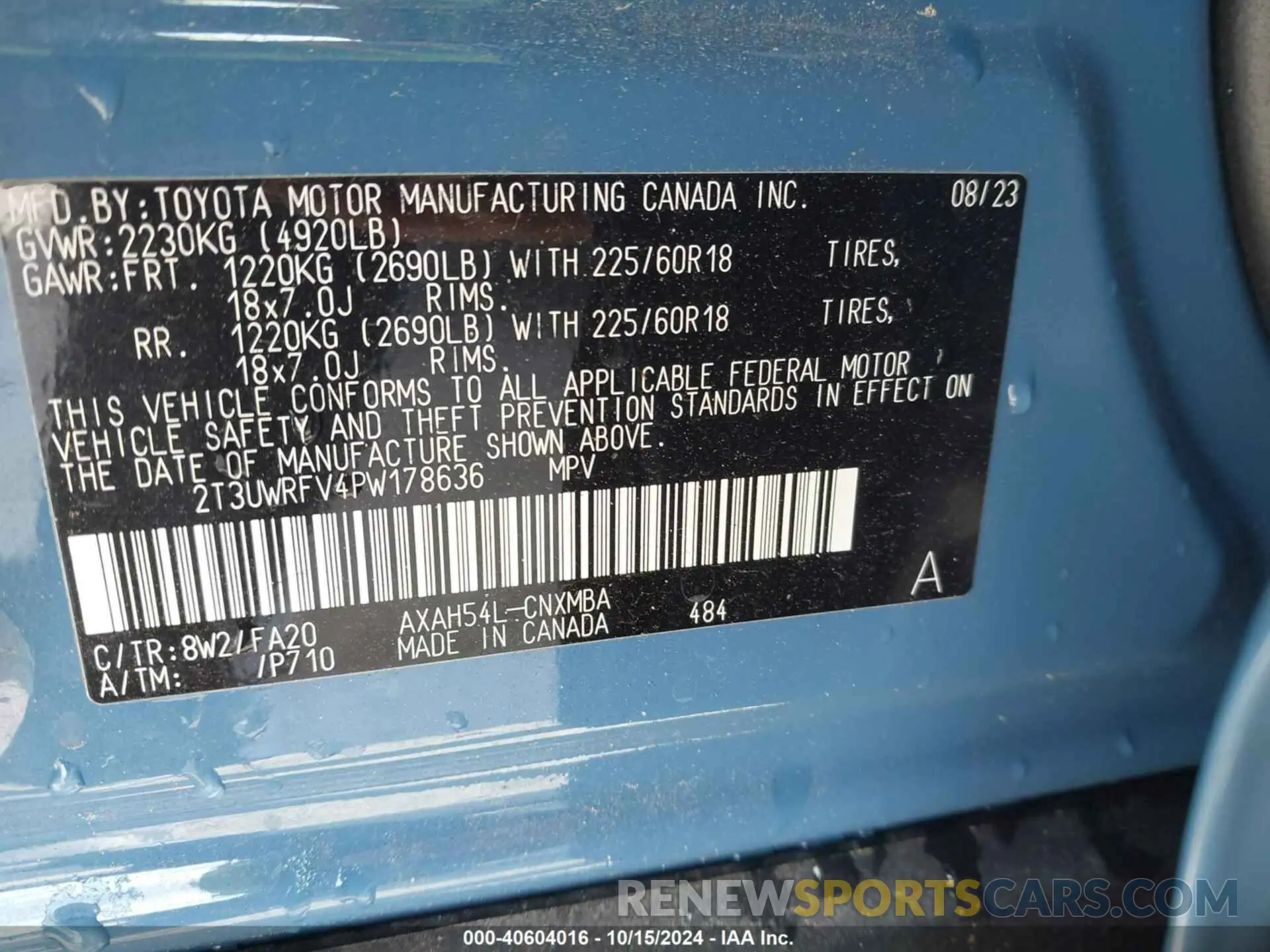 9 fotografías del automóvil dañado 2T3UWRFV4PW178636 TOYOTA RAV4 HYBRID 2023