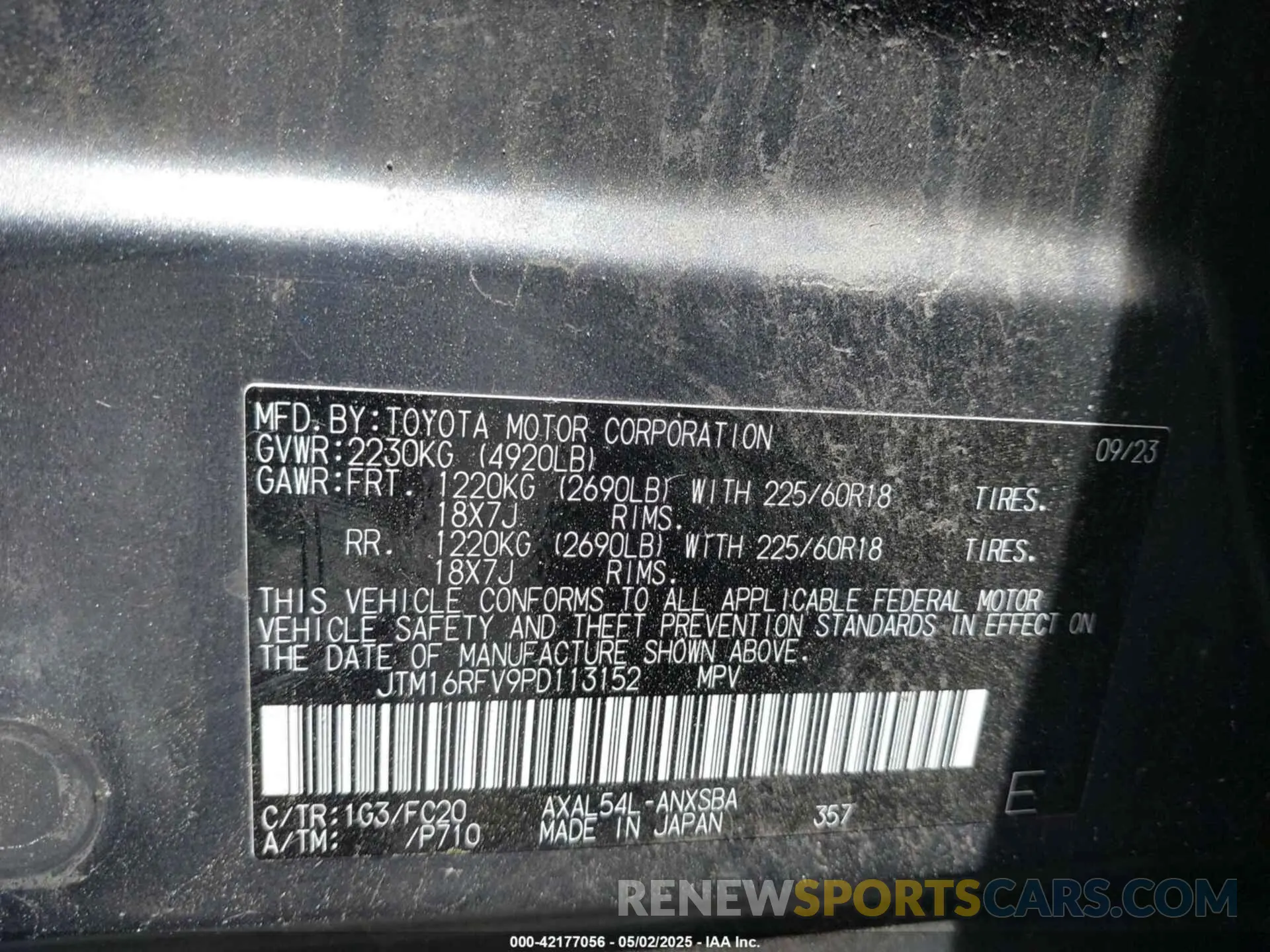 9 fotografías del automóvil dañado JTM16RFV9PD113152 TOYOTA RAV4 HYBRID 2023