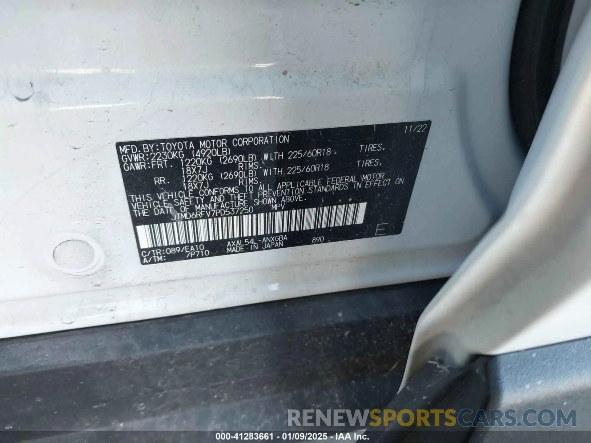 9 fotografías del automóvil dañado JTMD6RFV7PD537250 TOYOTA RAV4 HYBRID 2023