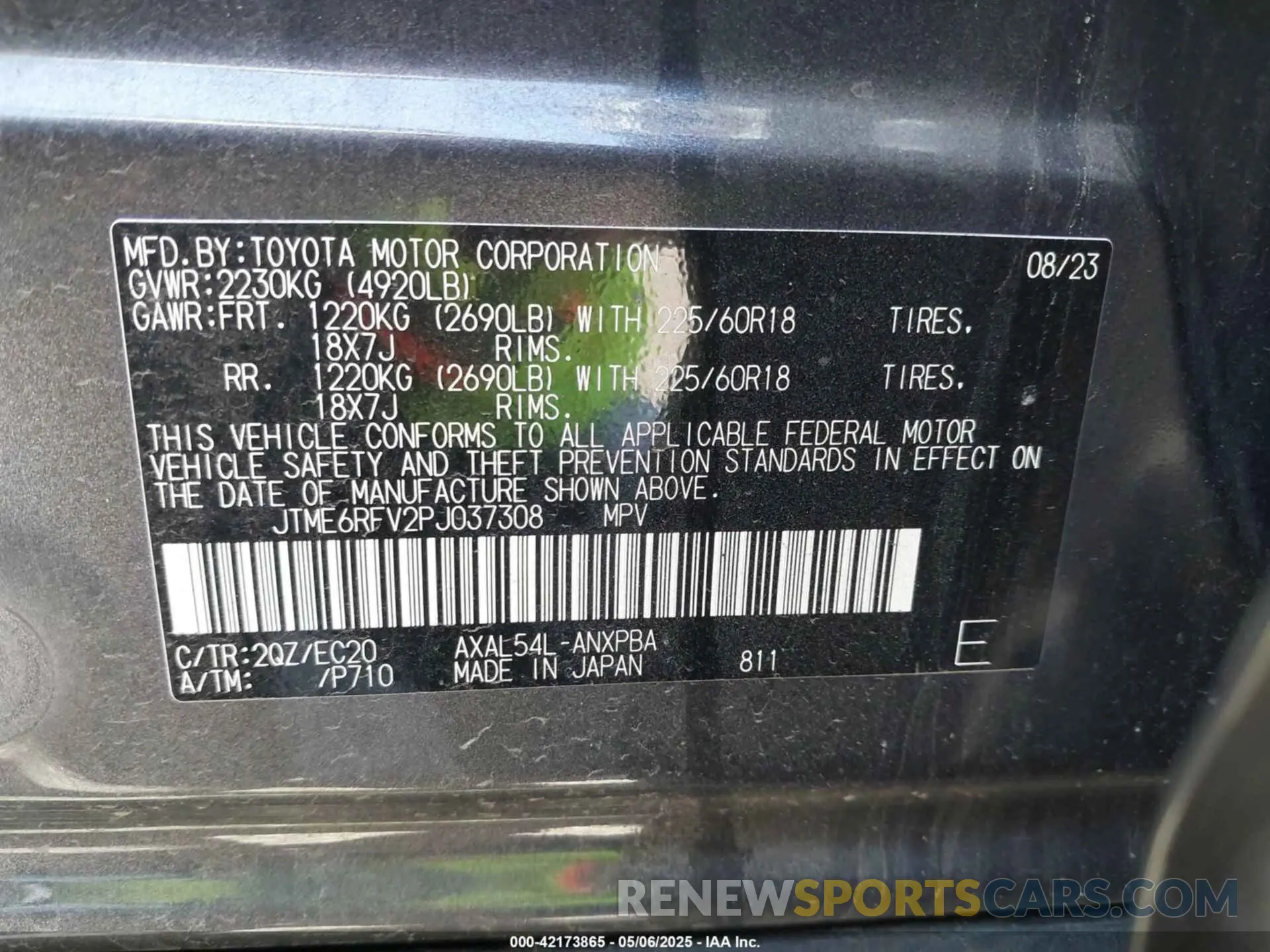 9 fotografías del automóvil dañado JTME6RFV2PJ037308 TOYOTA RAV4 HYBRID 2023