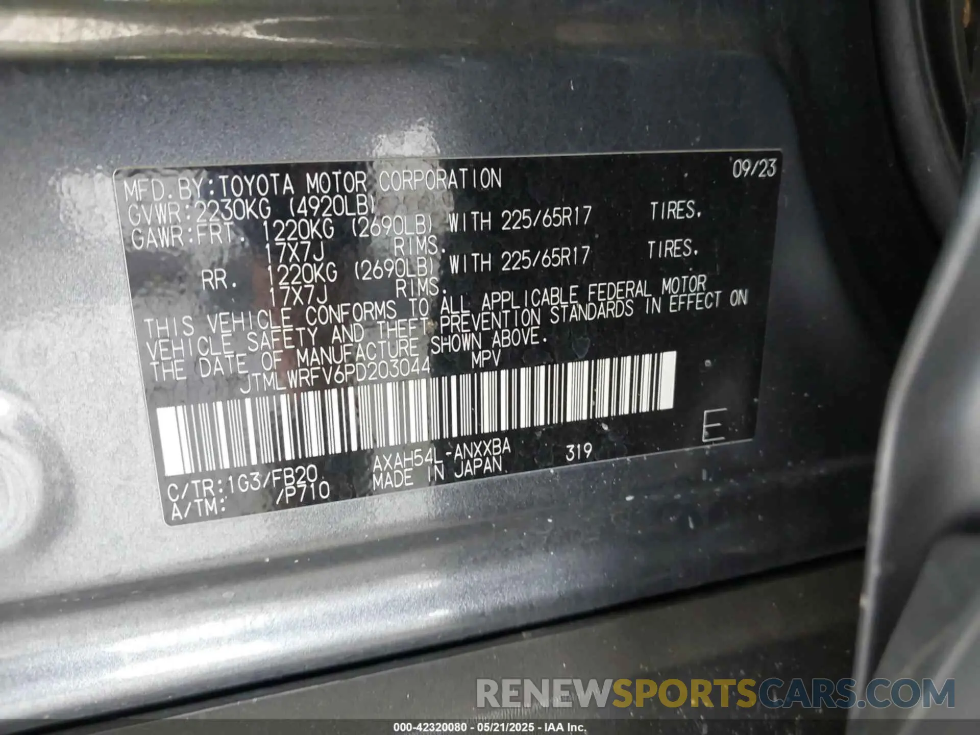 9 fotografías del automóvil dañado JTMLWRFV6PD203044 TOYOTA RAV4 HYBRID 2023
