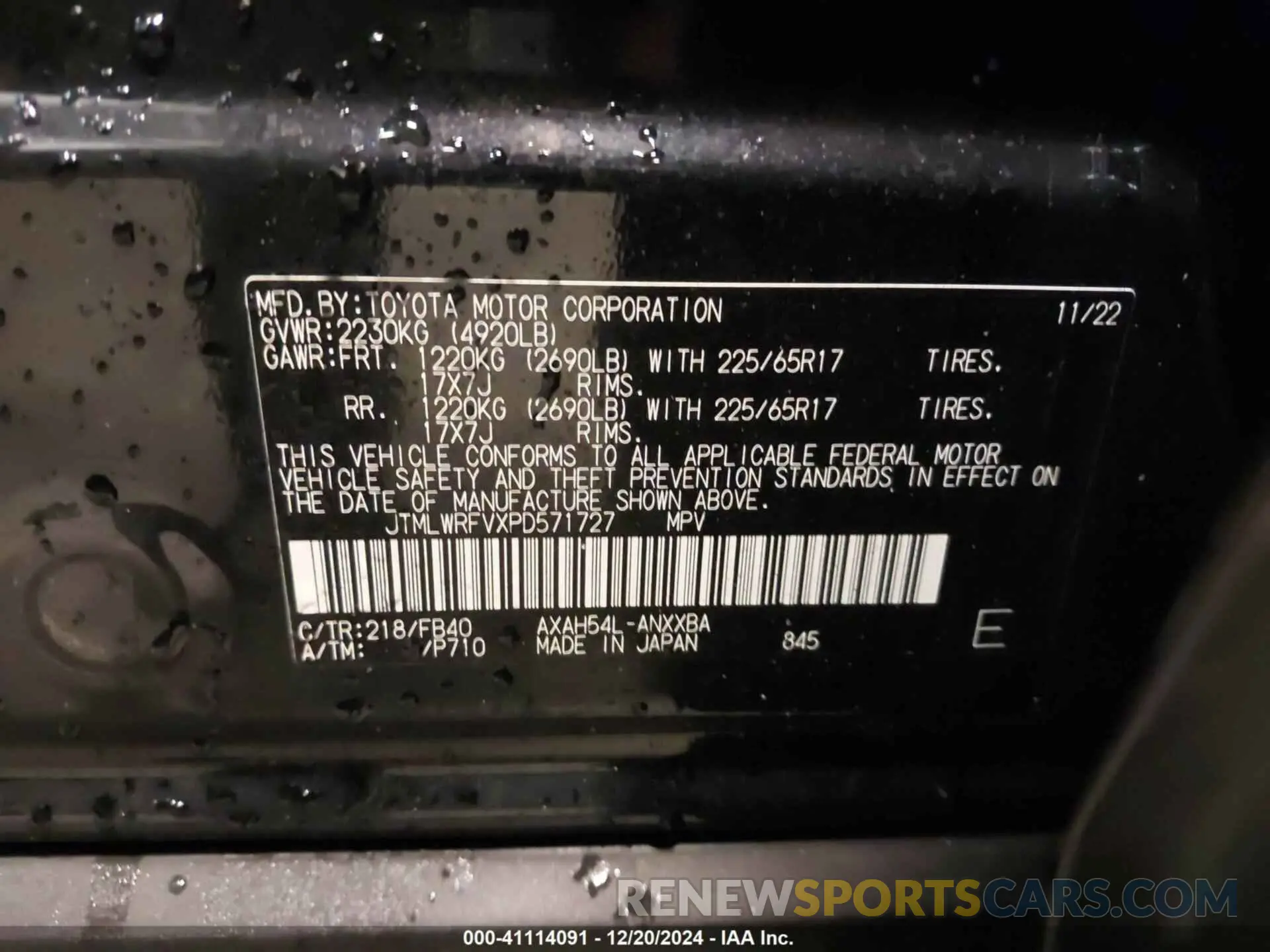 9 fotografías del automóvil dañado JTMLWRFVXPD571727 TOYOTA RAV4 HYBRID 2023