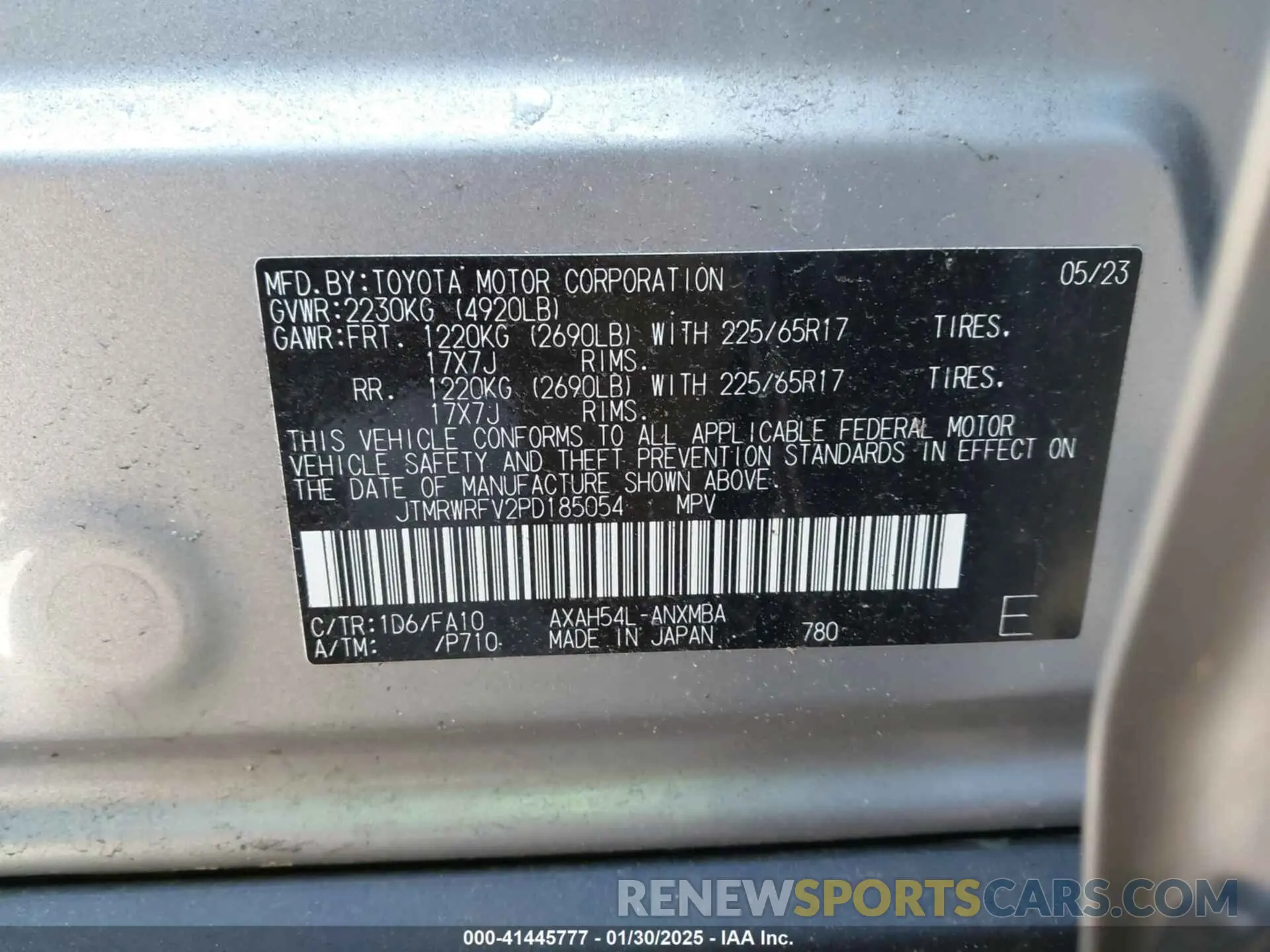 9 fotografías del automóvil dañado JTMRWRFV2PD185054 TOYOTA RAV4 HYBRID 2023