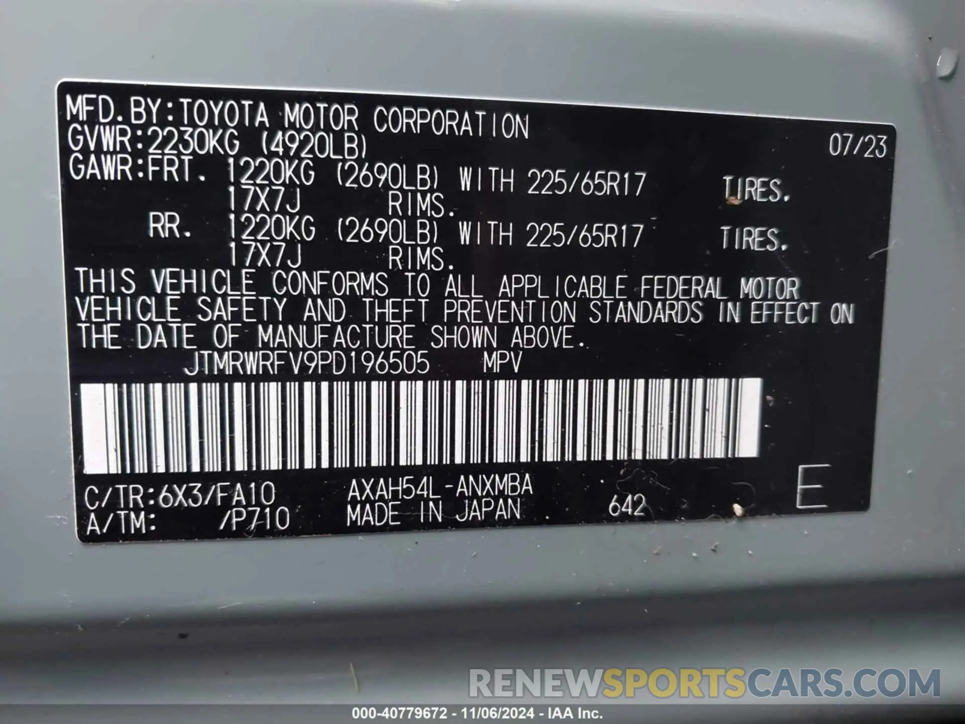 9 fotografías del automóvil dañado JTMRWRFV9PD196505 TOYOTA RAV4 HYBRID 2023