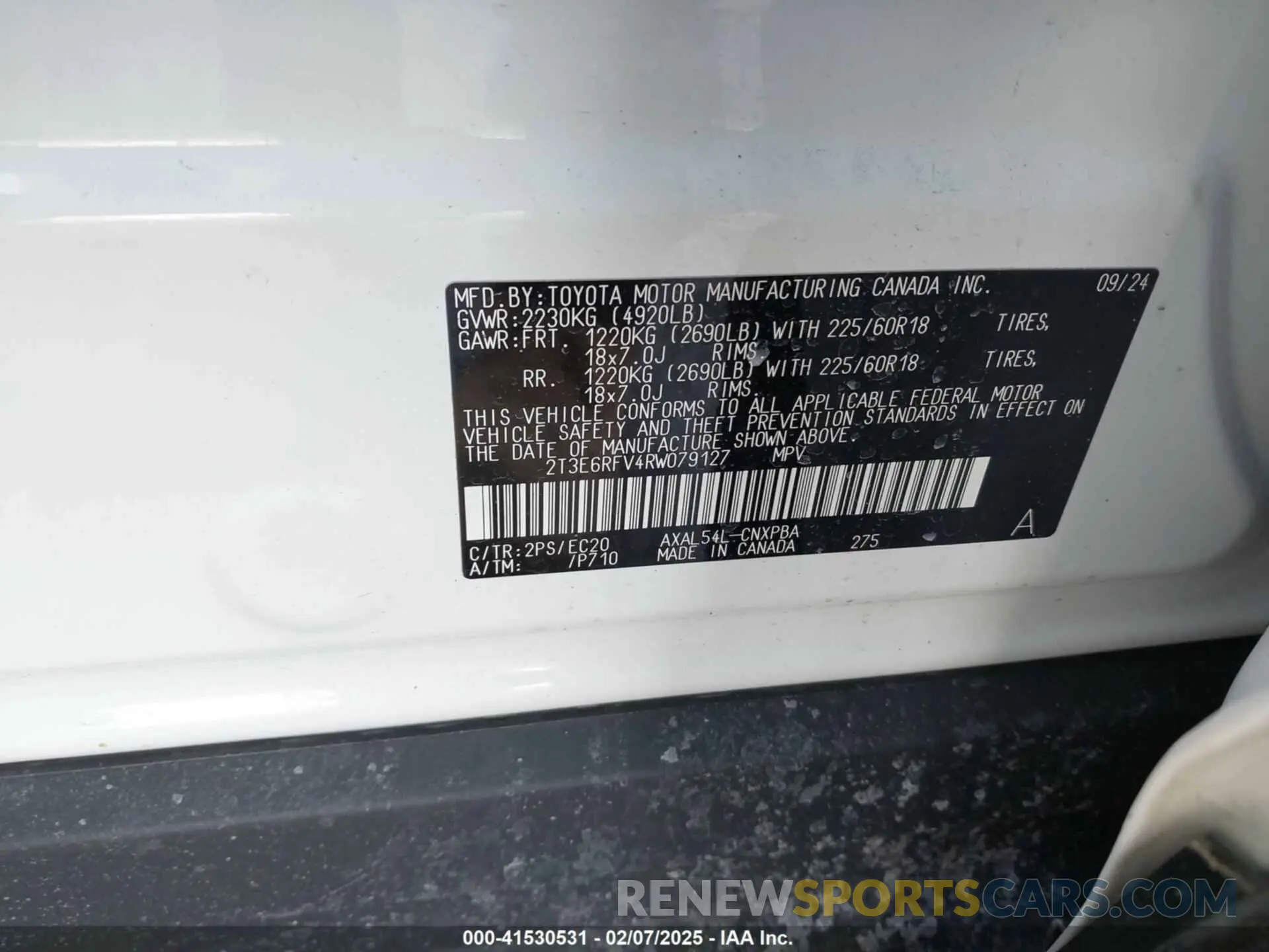 9 fotografías del automóvil dañado 2T3E6RFV4RW079127 TOYOTA RAV4 HYBRID 2024