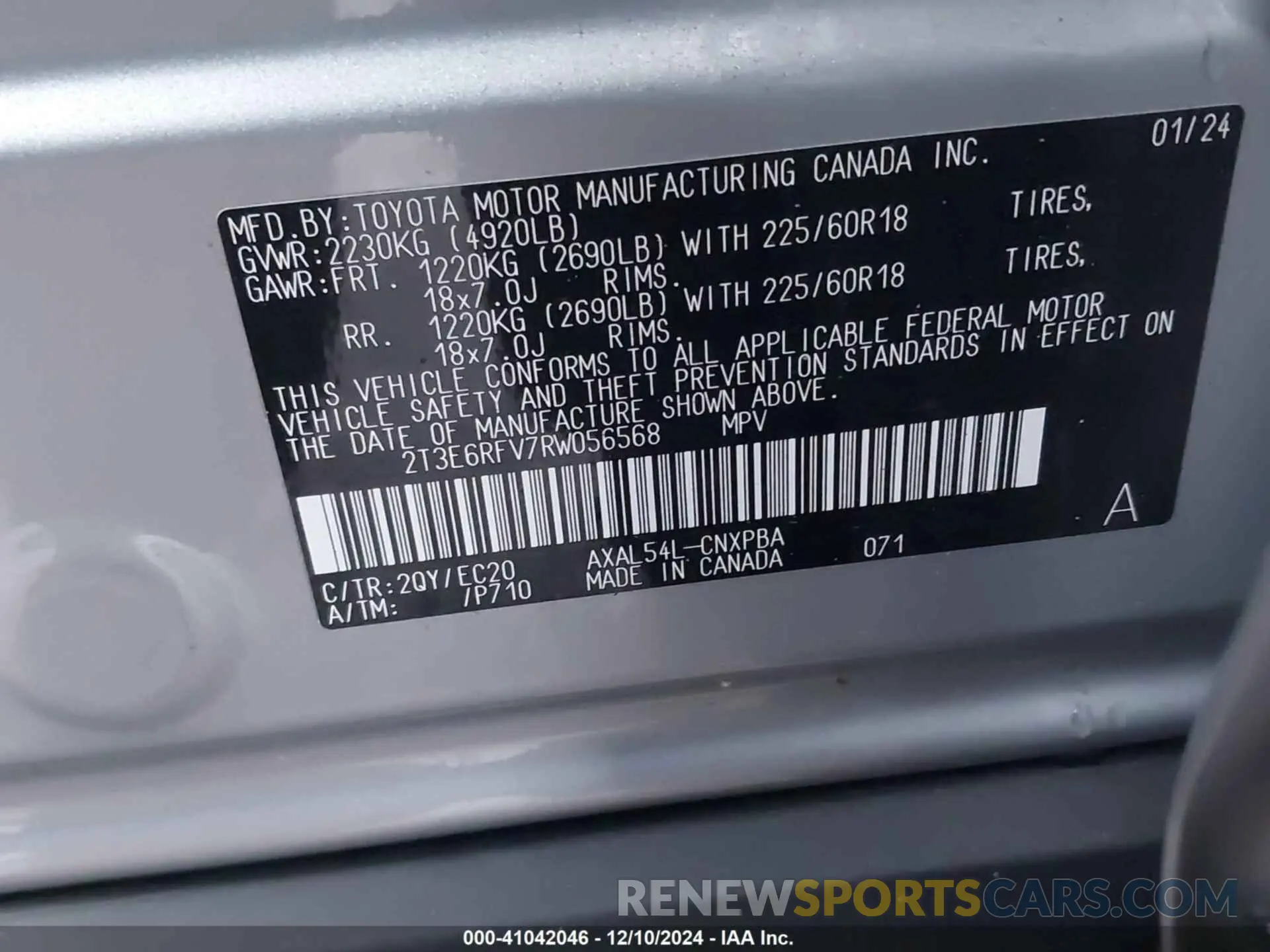 9 fotografías del automóvil dañado 2T3E6RFV7RW056568 TOYOTA RAV4 HYBRID 2024
