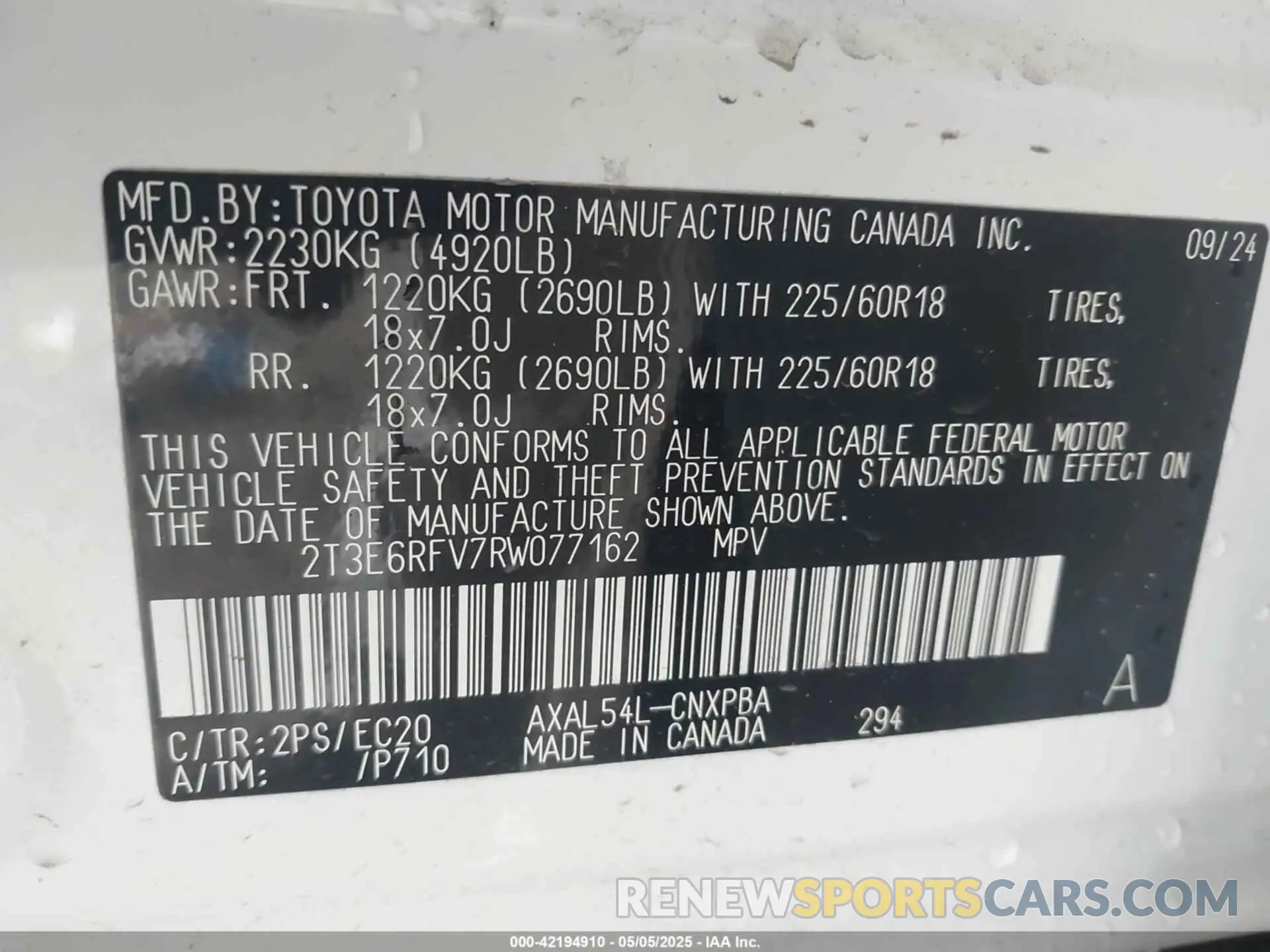9 fotografías del automóvil dañado 2T3E6RFV7RW077162 TOYOTA RAV4 HYBRID 2024