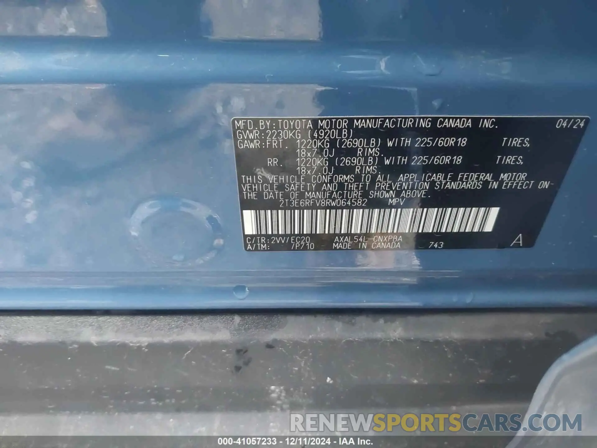 9 fotografías del automóvil dañado 2T3E6RFV8RW064582 TOYOTA RAV4 HYBRID 2024