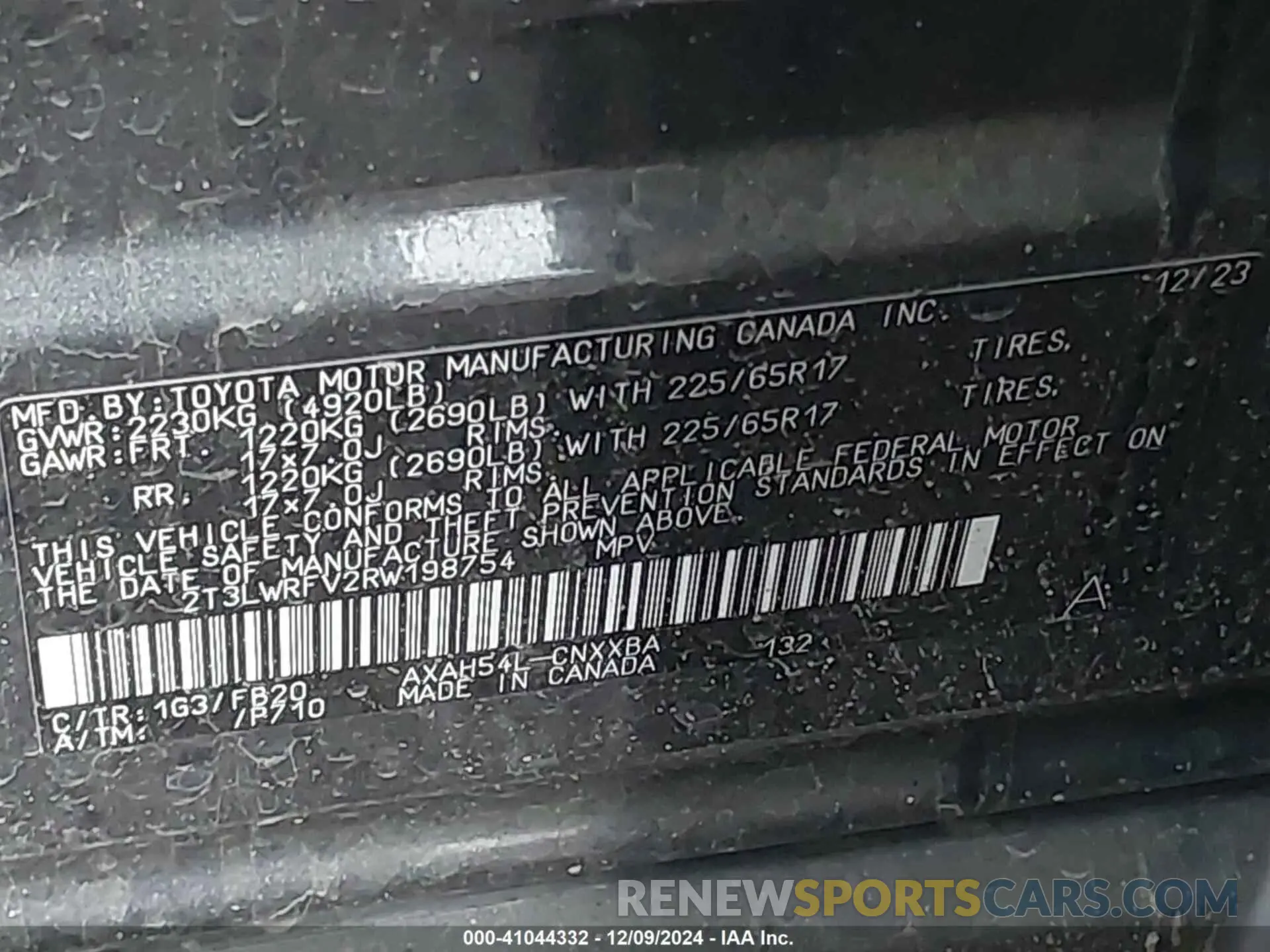 9 fotografías del automóvil dañado 2T3LWRFV2RW198754 TOYOTA RAV4 HYBRID 2024