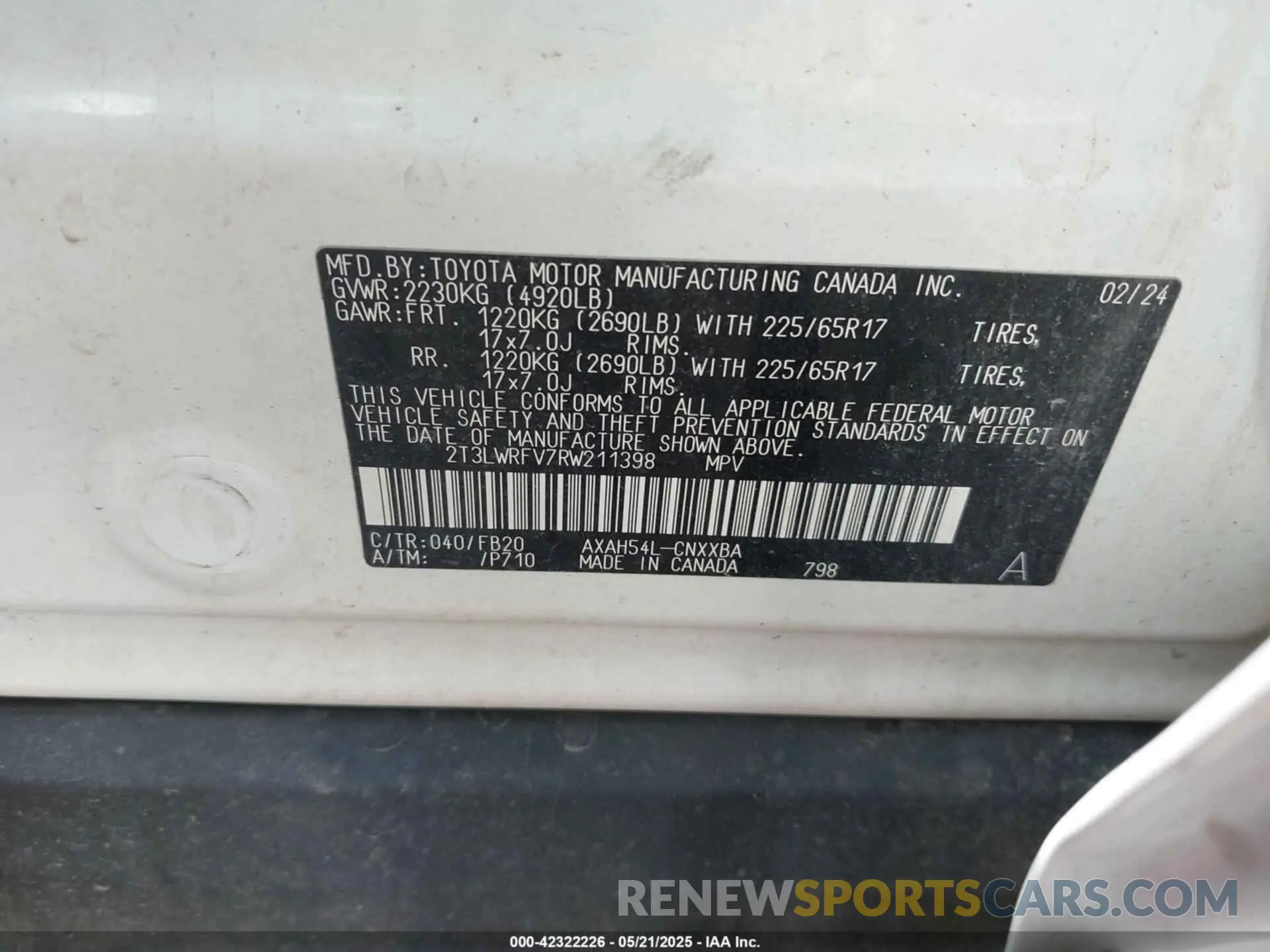 9 fotografías del automóvil dañado 2T3LWRFV7RW211398 TOYOTA RAV4 HYBRID 2024