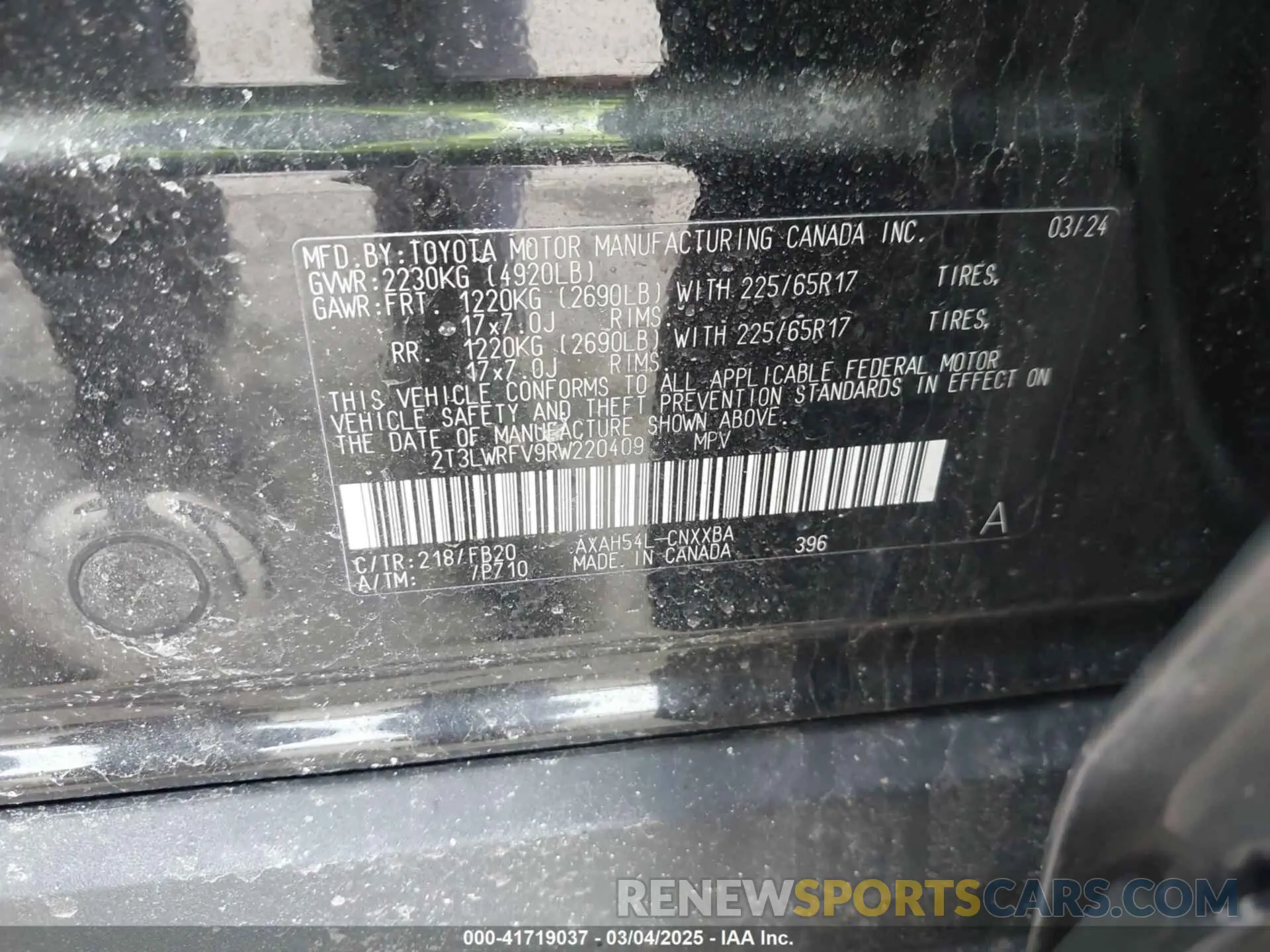 9 fotografías del automóvil dañado 2T3LWRFV9RW220409 TOYOTA RAV4 HYBRID 2024
