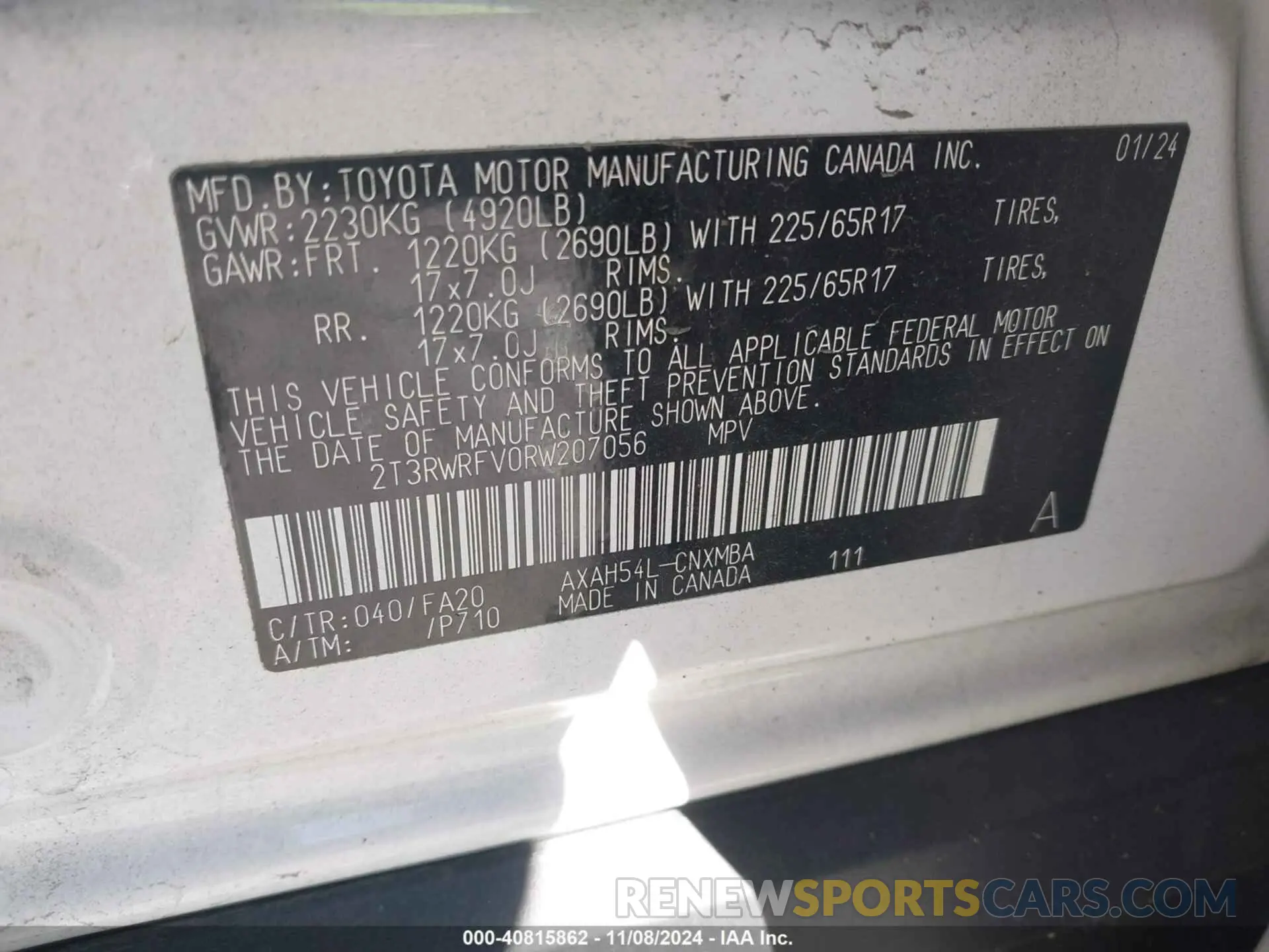 9 fotografías del automóvil dañado 2T3RWRFV0RW207056 TOYOTA RAV4 HYBRID 2024