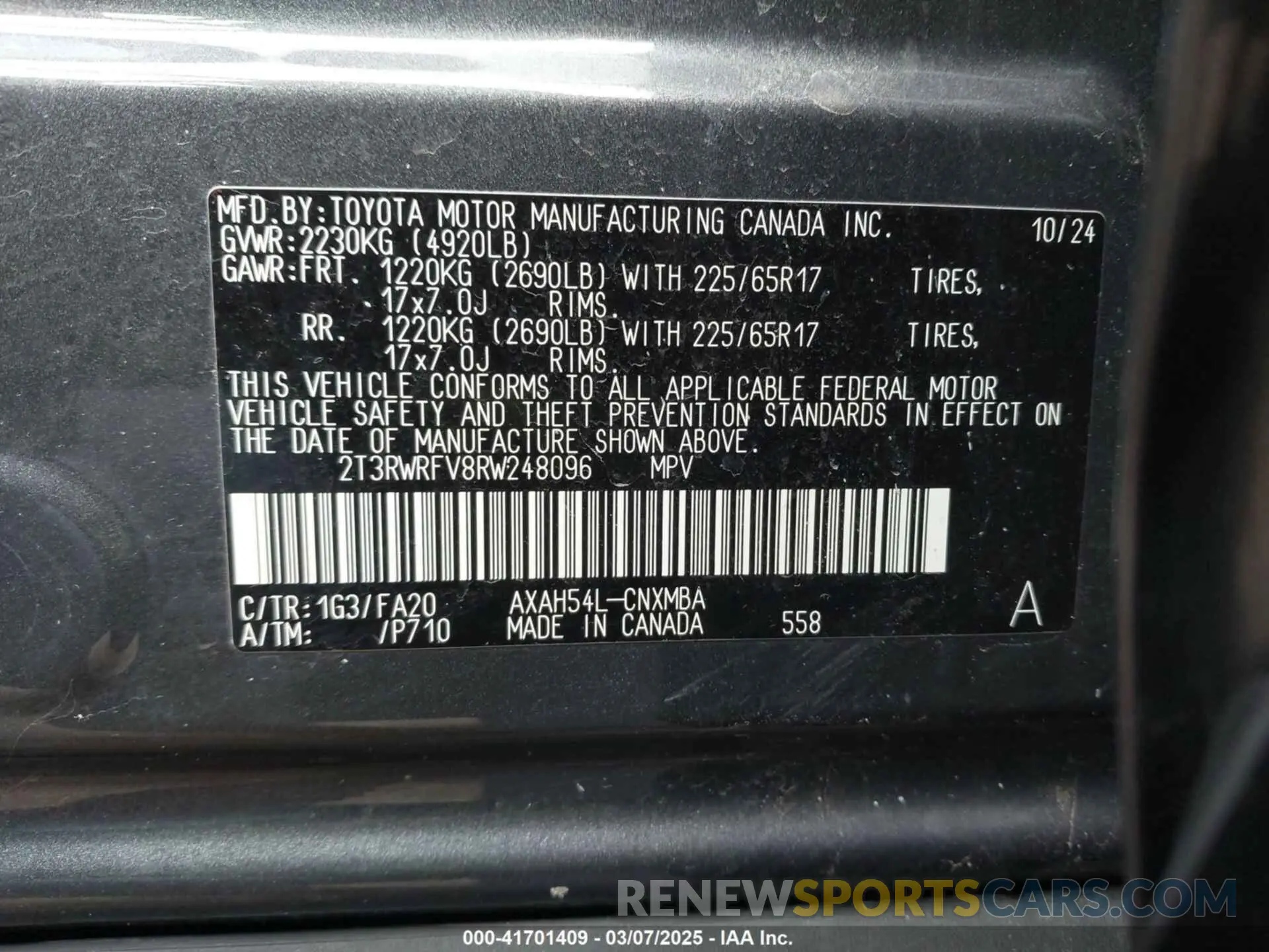 9 fotografías del automóvil dañado 2T3RWRFV8RW248096 TOYOTA RAV4 HYBRID 2024