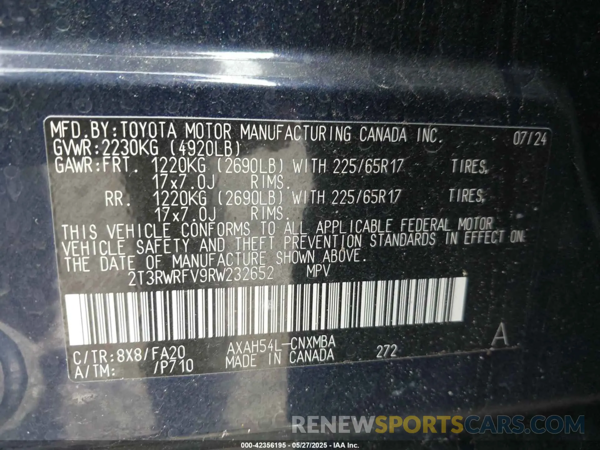 9 fotografías del automóvil dañado 2T3RWRFV9RW232652 TOYOTA RAV4 HYBRID 2024