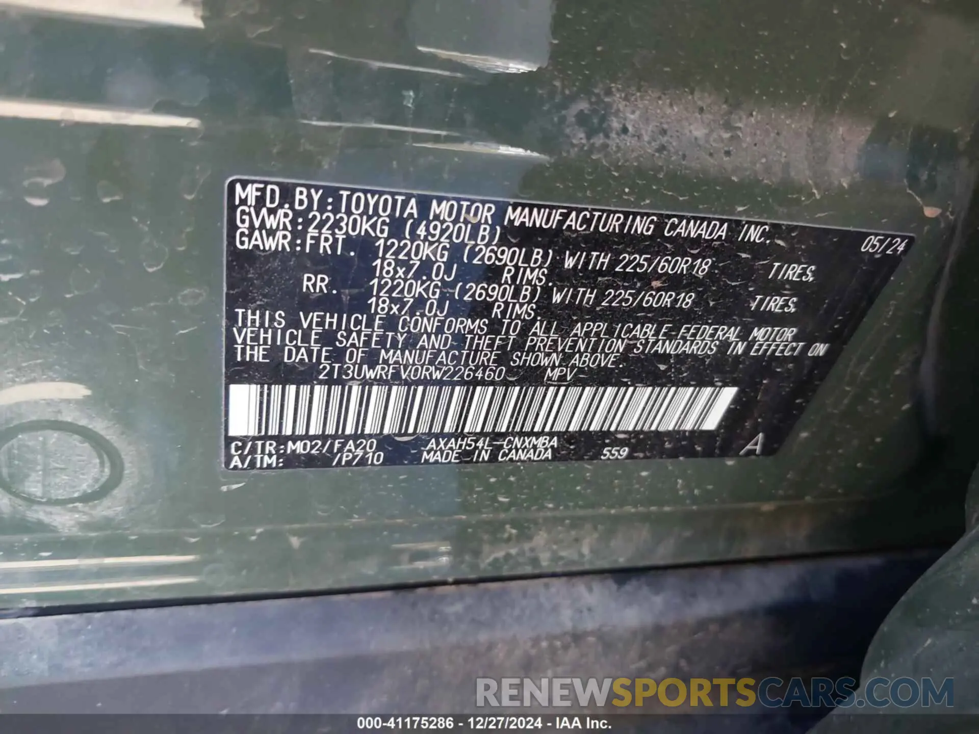 9 fotografías del automóvil dañado 2T3UWRFV0RW226460 TOYOTA RAV4 HYBRID 2024