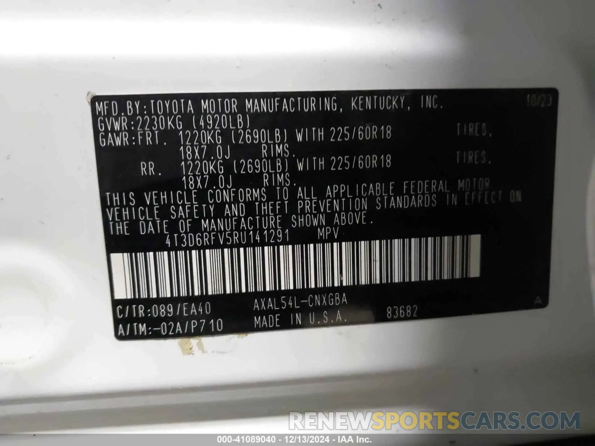 9 fotografías del automóvil dañado 4T3D6RFV5RU141291 TOYOTA RAV4 HYBRID 2024