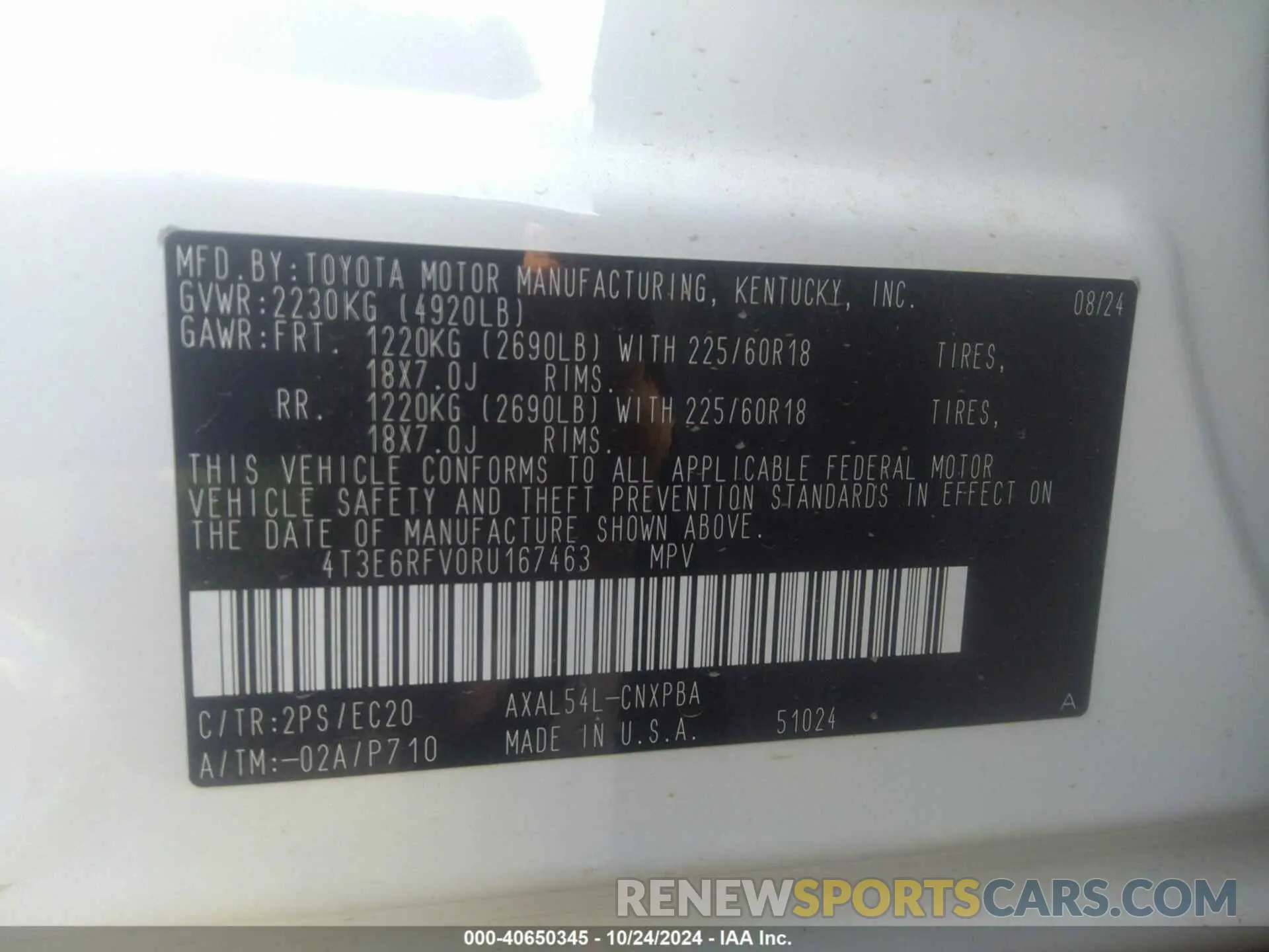 9 fotografías del automóvil dañado 4T3E6RFV0RU167463 TOYOTA RAV4 HYBRID 2024