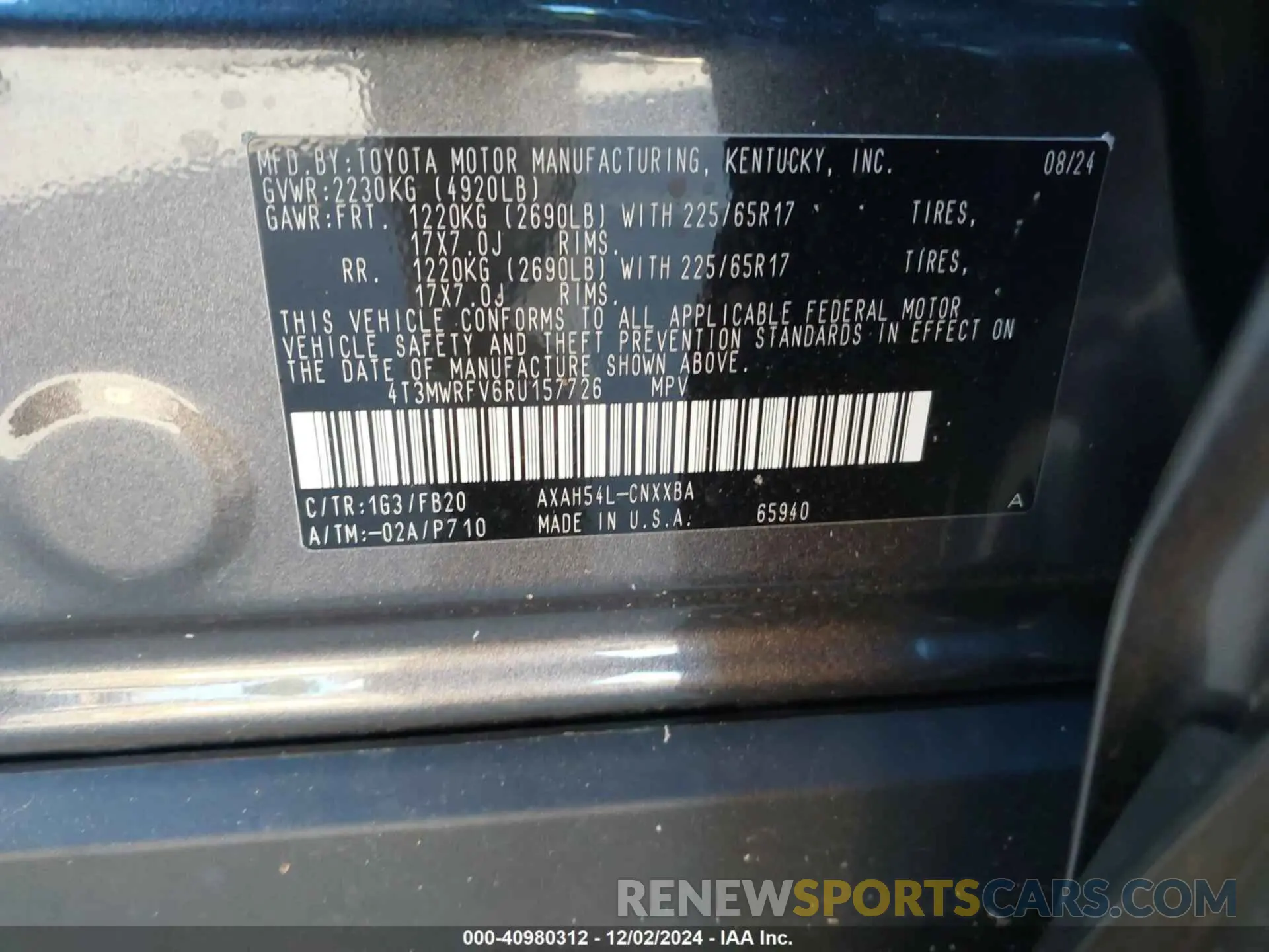9 fotografías del automóvil dañado 4T3MWRFV6RU157726 TOYOTA RAV4 HYBRID 2024