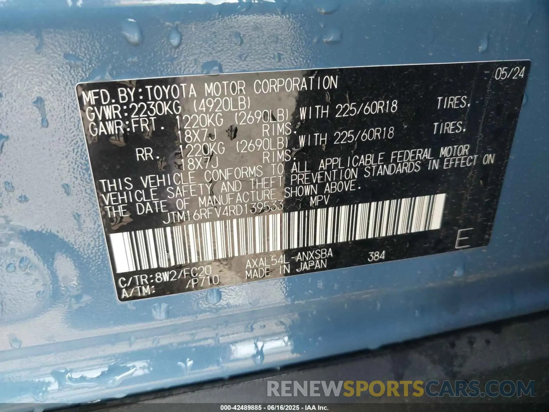 9 fotografías del automóvil dañado JTM16RFV4RD139533 TOYOTA RAV4 HYBRID 2024