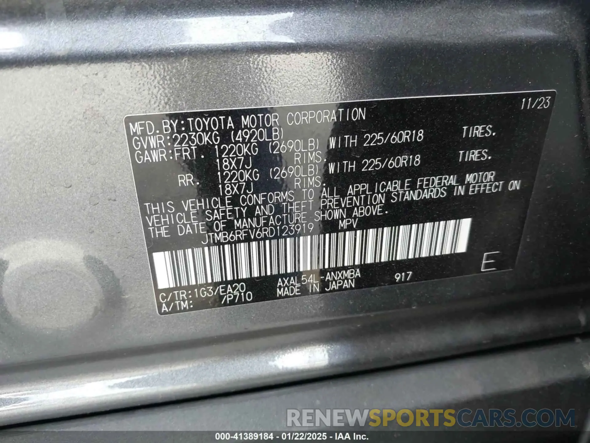 9 fotografías del automóvil dañado JTMB6RFV6RD123919 TOYOTA RAV4 HYBRID 2024