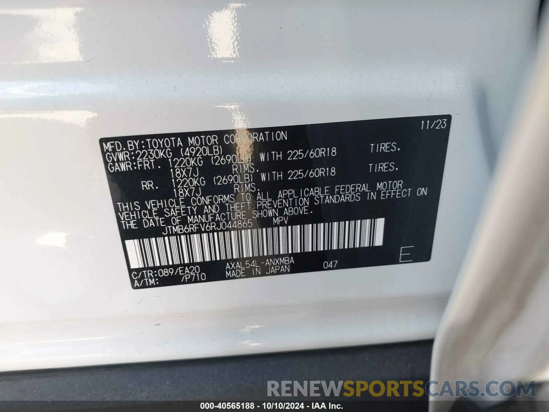 9 fotografías del automóvil dañado JTMB6RFV6RJ044865 TOYOTA RAV4 HYBRID 2024