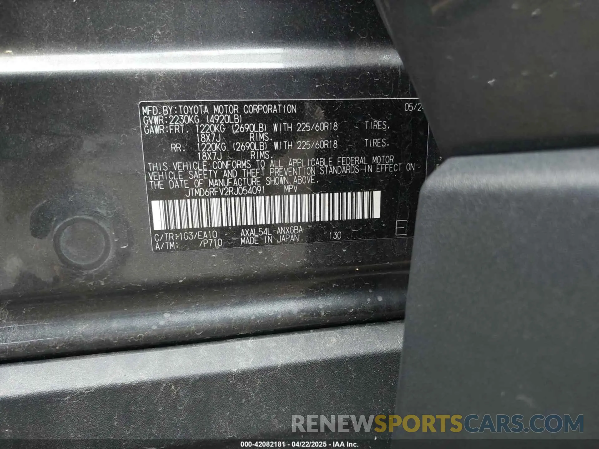 9 fotografías del automóvil dañado JTMD6RFV2RJ054091 TOYOTA RAV4 HYBRID 2024