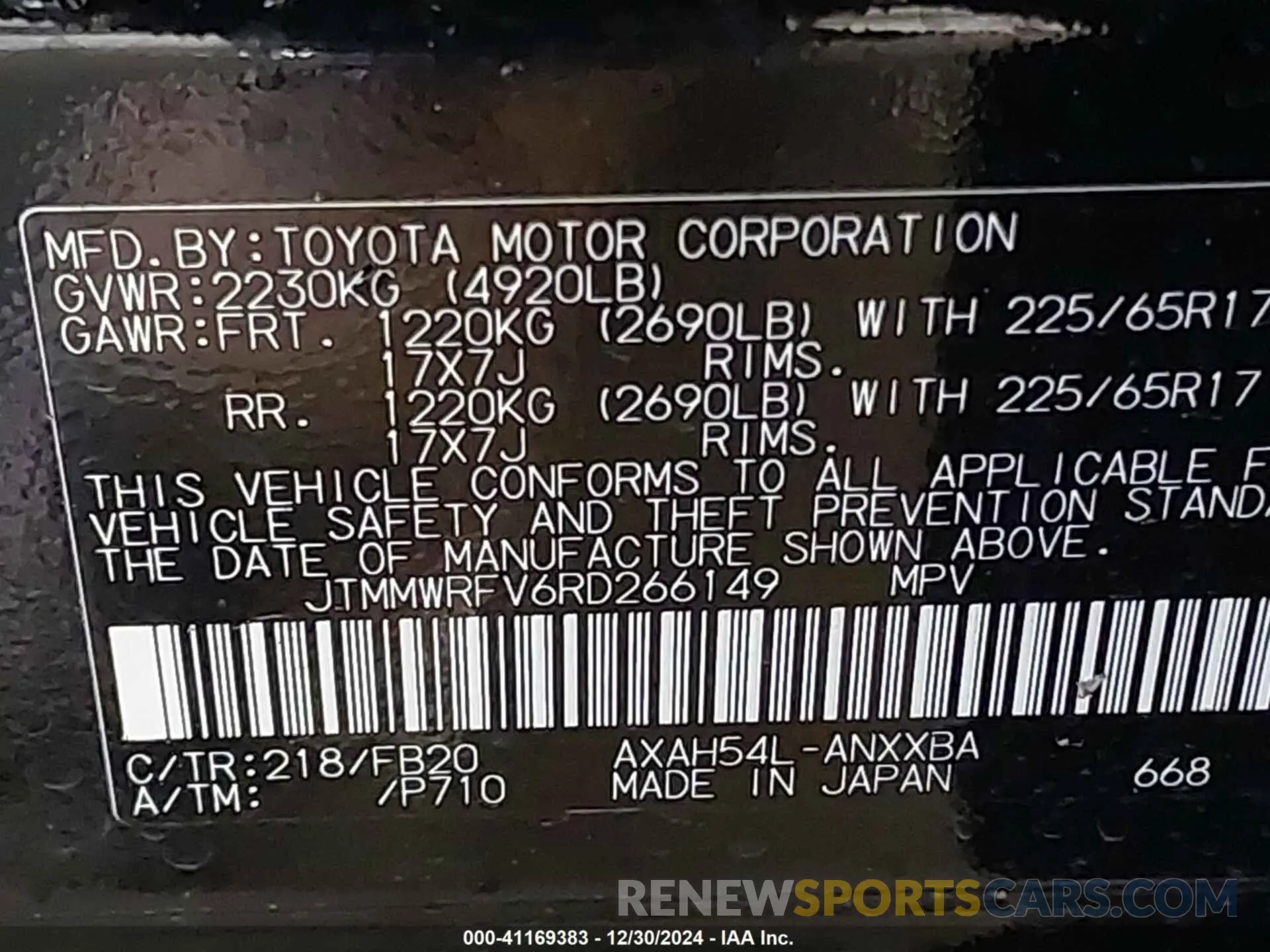 9 fotografías del automóvil dañado JTMMWRFV6RD266149 TOYOTA RAV4 HYBRID 2024