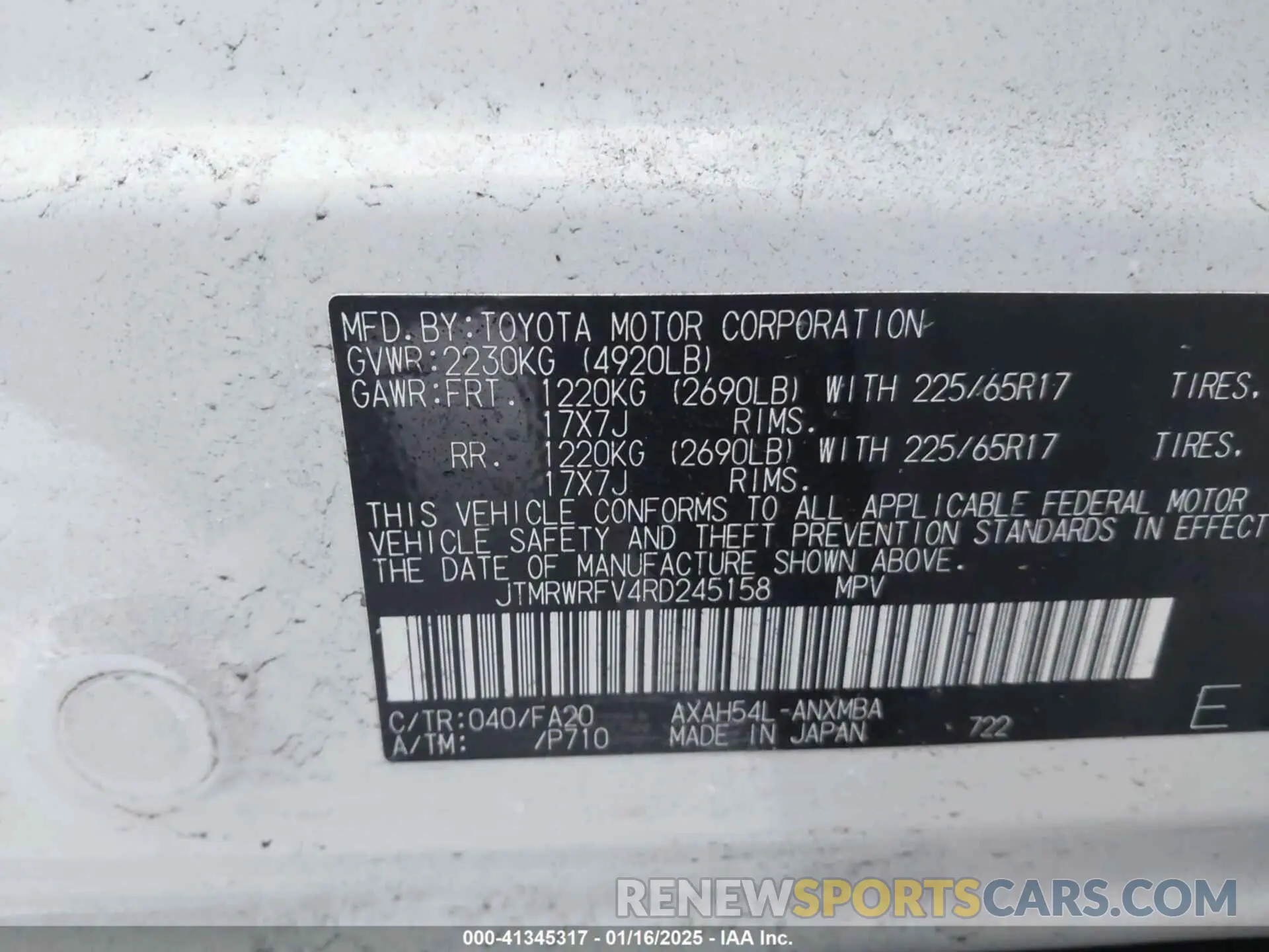 9 fotografías del automóvil dañado JTMRWRFV4RD245158 TOYOTA RAV4 HYBRID 2024