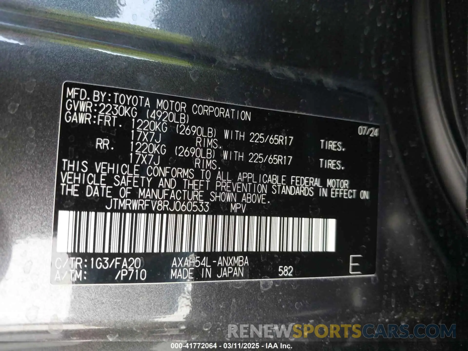 9 fotografías del automóvil dañado JTMRWRFV8RJ060533 TOYOTA RAV4 HYBRID 2024