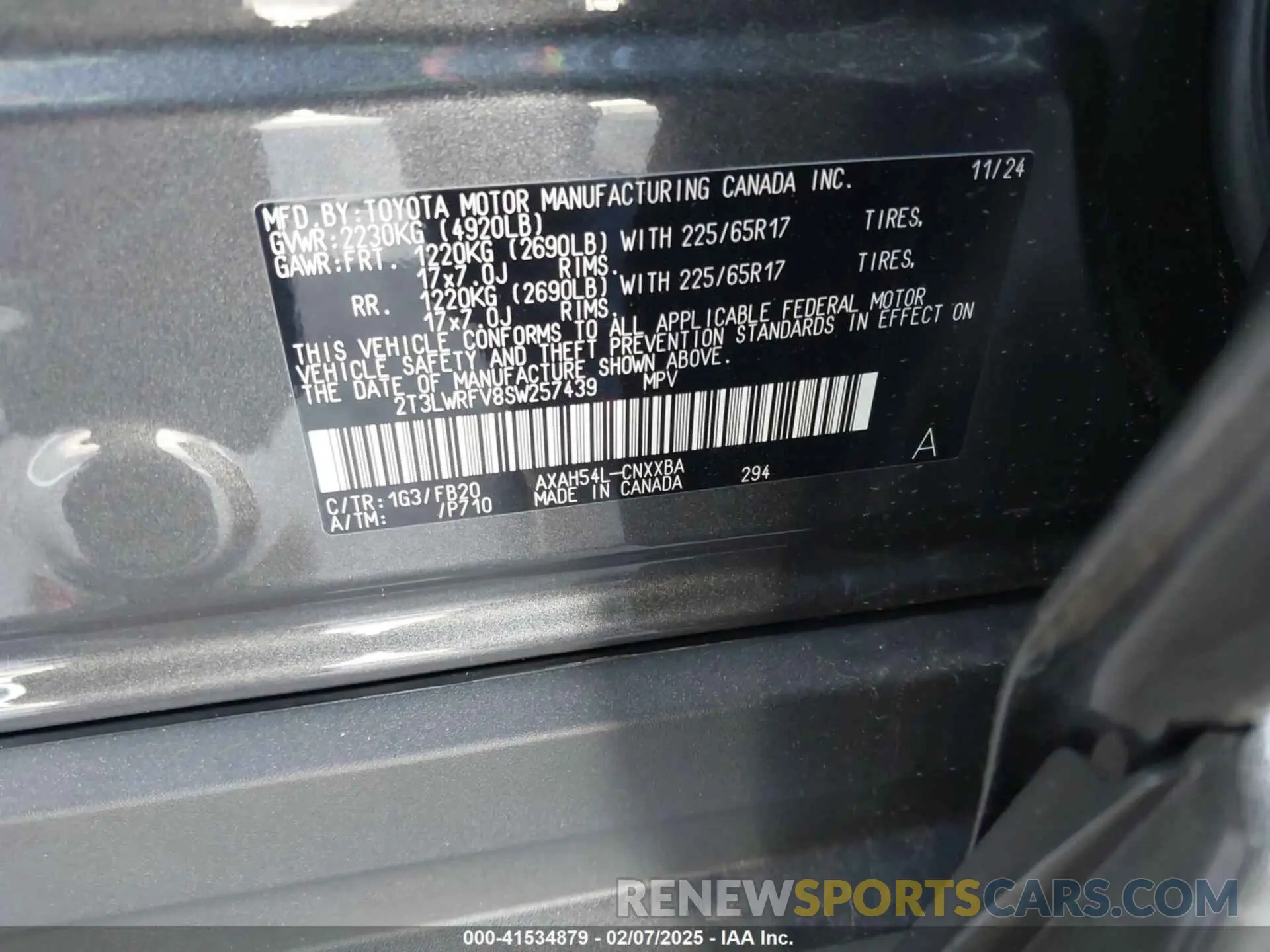 9 fotografías del automóvil dañado 2T3LWRFV8SW257439 TOYOTA RAV4 HYBRID 2025