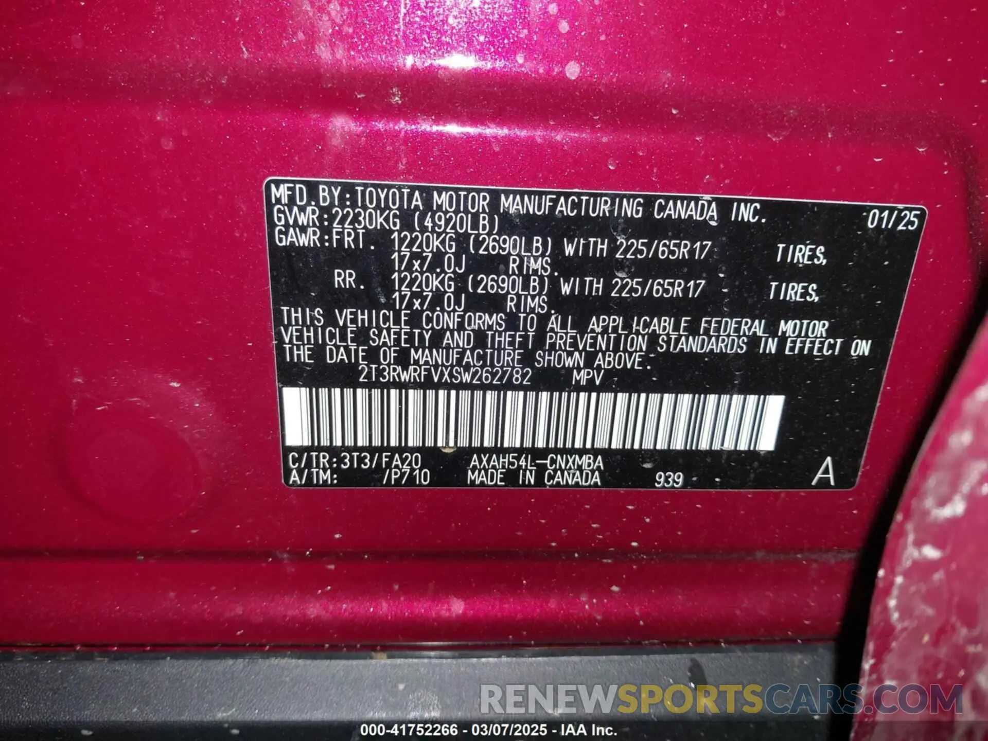 9 fotografías del automóvil dañado 2T3RWRFVXSW262782 TOYOTA RAV4 HYBRID 2025