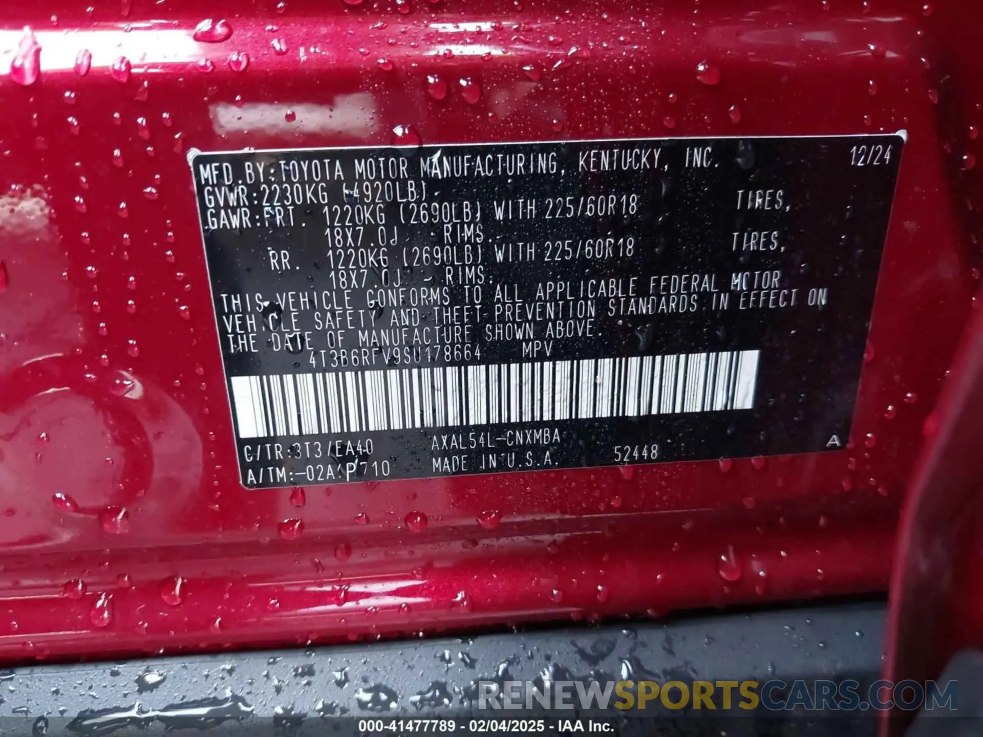 9 fotografías del automóvil dañado 4T3B6RFV9SU178664 TOYOTA RAV4 HYBRID 2025