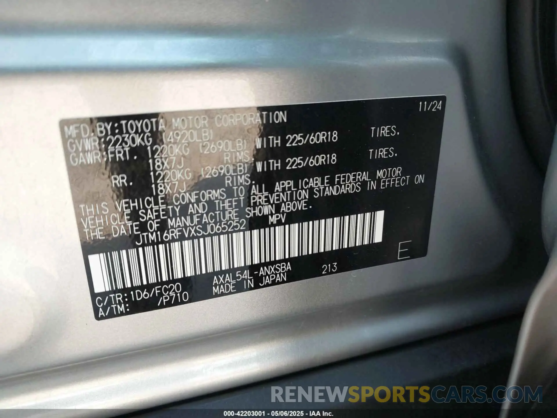 9 fotografías del automóvil dañado JTM16RFVXSJ065252 TOYOTA RAV4 HYBRID 2025