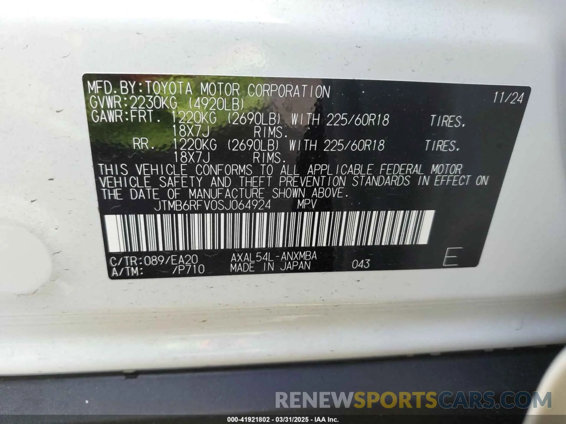 9 fotografías del automóvil dañado JTMB6RFV0SJ064924 TOYOTA RAV4 HYBRID 2025