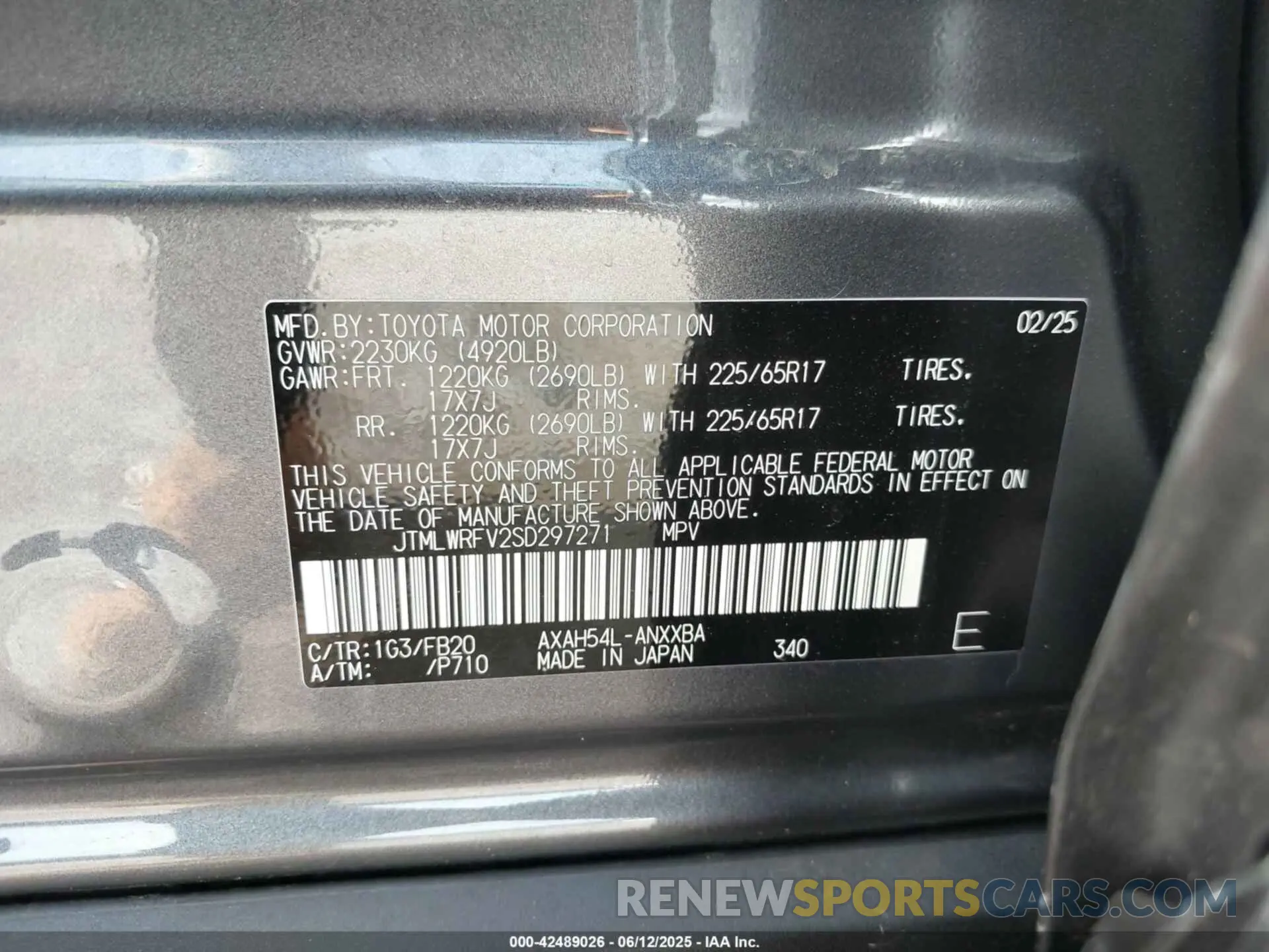 9 fotografías del automóvil dañado JTMLWRFV2SD297271 TOYOTA RAV4 HYBRID 2025