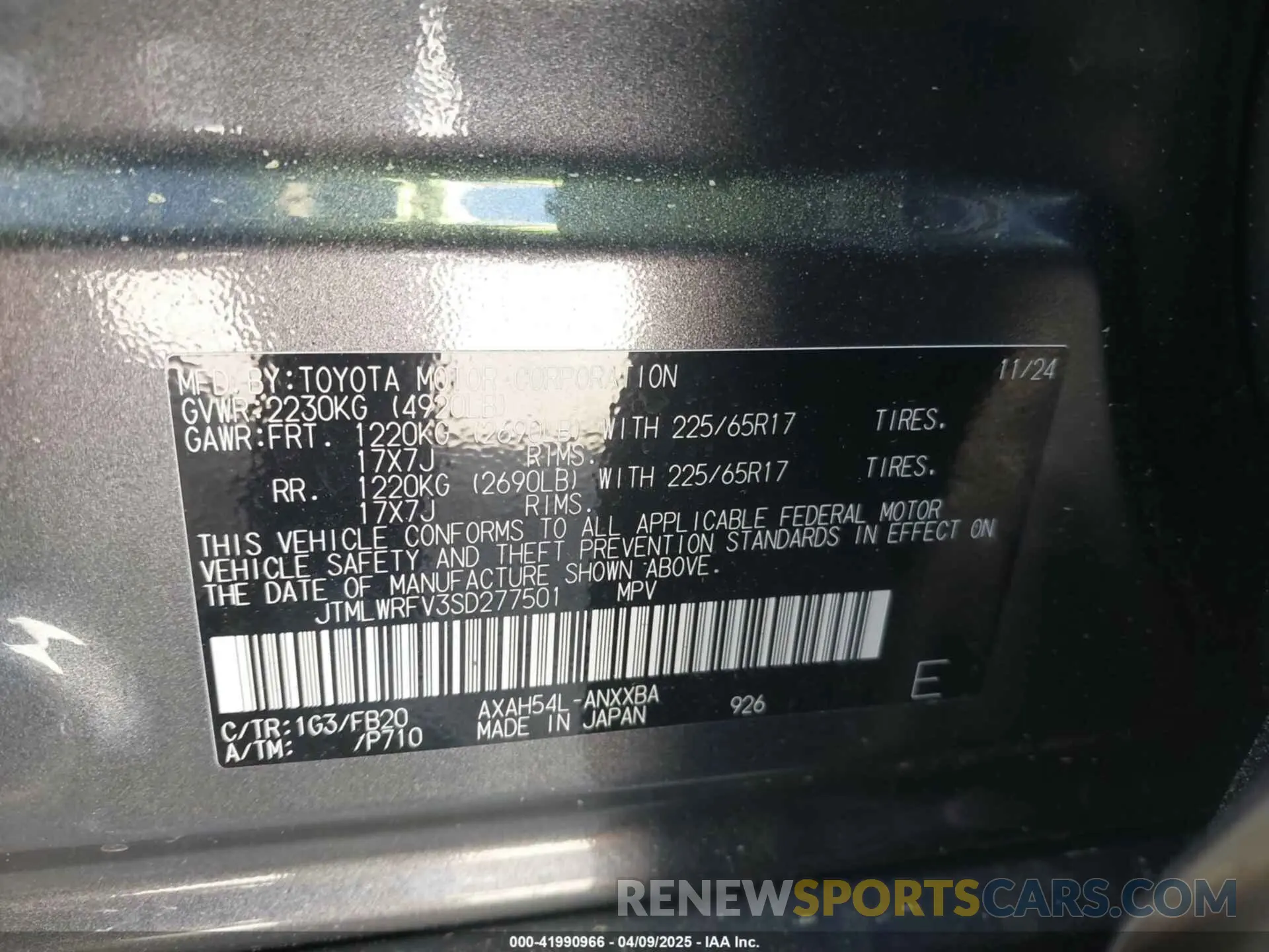 9 fotografías del automóvil dañado JTMLWRFV3SD277501 TOYOTA RAV4 HYBRID 2025
