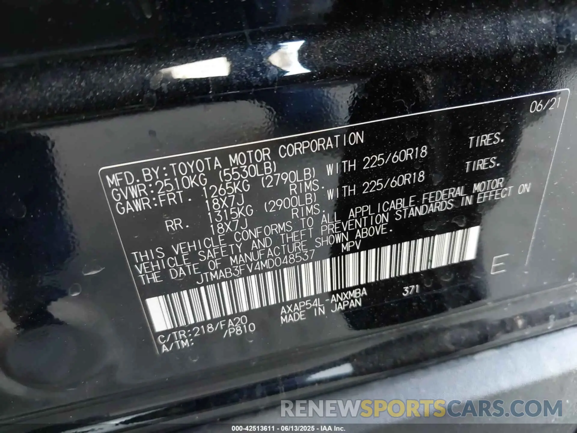 9 fotografías del automóvil dañado JTMAB3FV4MD048537 TOYOTA RAV4 PRIME 2021