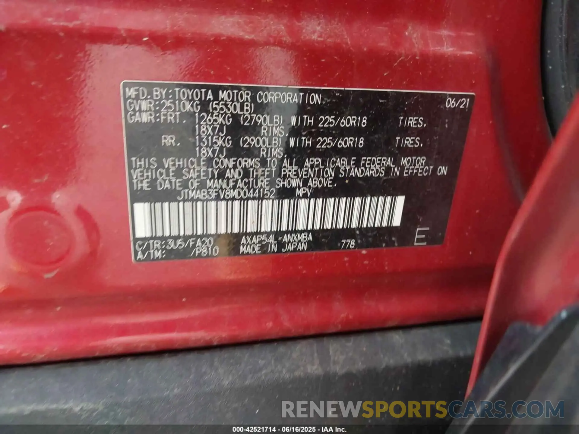 9 fotografías del automóvil dañado JTMAB3FV8MD044152 TOYOTA RAV4 PRIME 2021