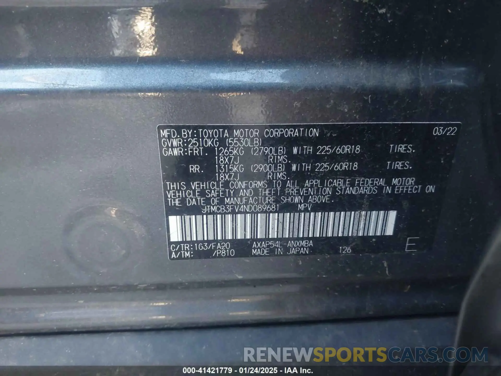 9 fotografías del automóvil dañado JTMCB3FV4ND089681 TOYOTA RAV4 PRIME 2022