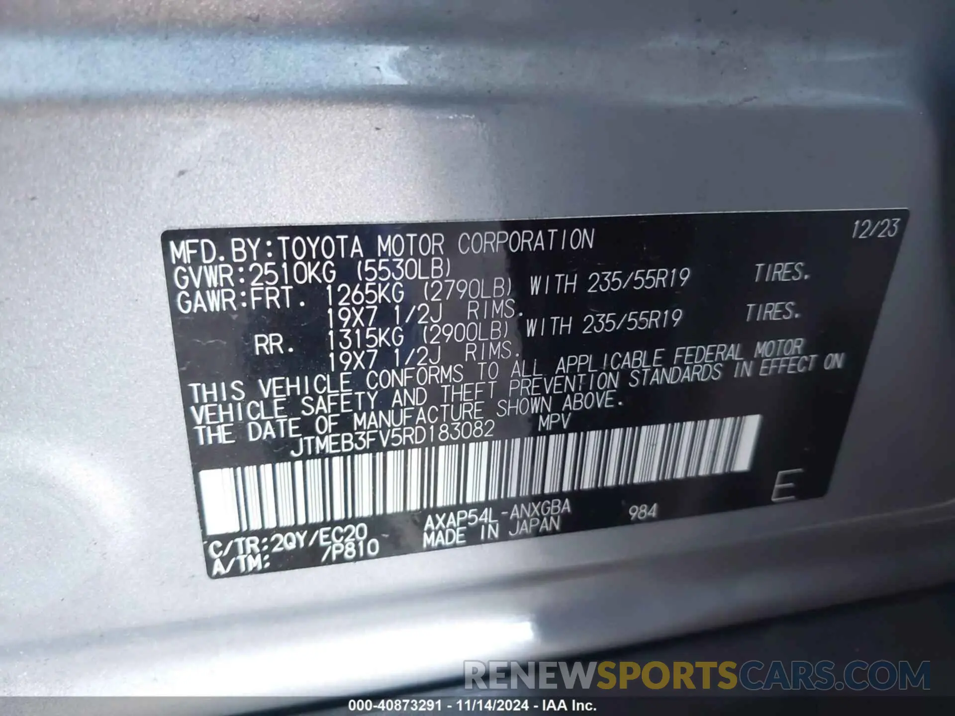 9 fotografías del automóvil dañado JTMEB3FV5RD183082 TOYOTA RAV4 PRIME 2024
