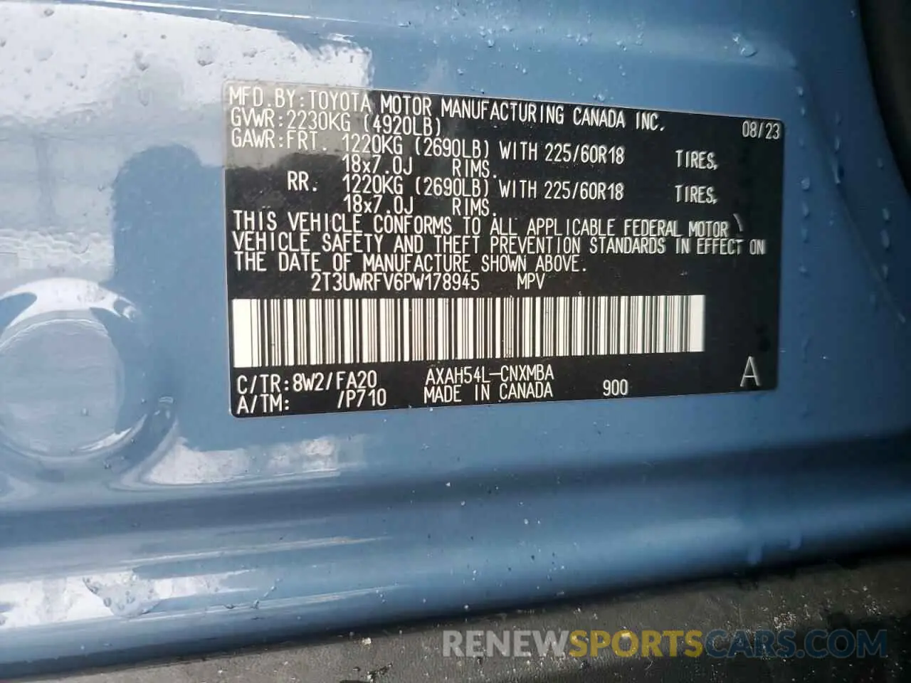 12 fotografías del automóvil dañado 2T3UWRFV6PW178945 TOYOTA RAV4 WOODL 2023