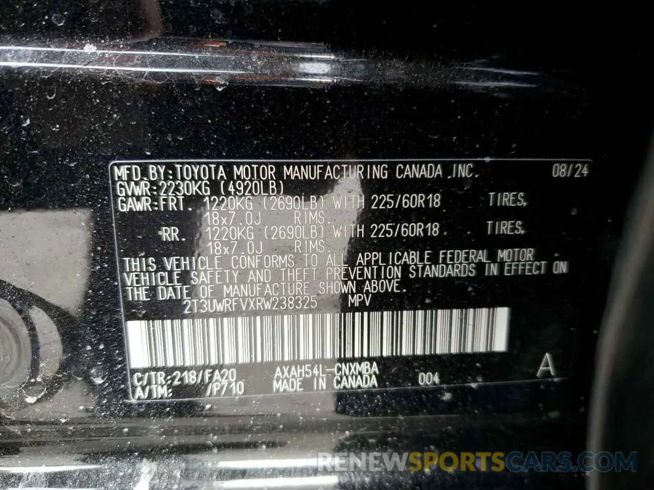 13 fotografías del automóvil dañado 2T3UWRFVXRW238325 TOYOTA RAV4 WOODL 2024